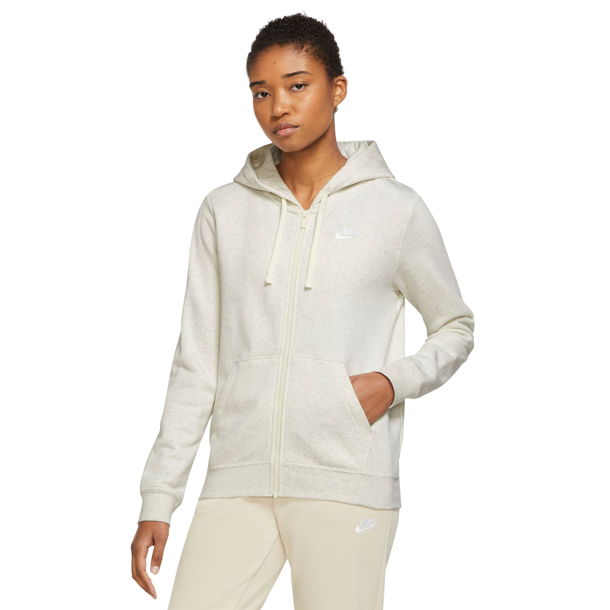 Nike Women s Sportswear Club Fleece Full Zip Hoodie Cream