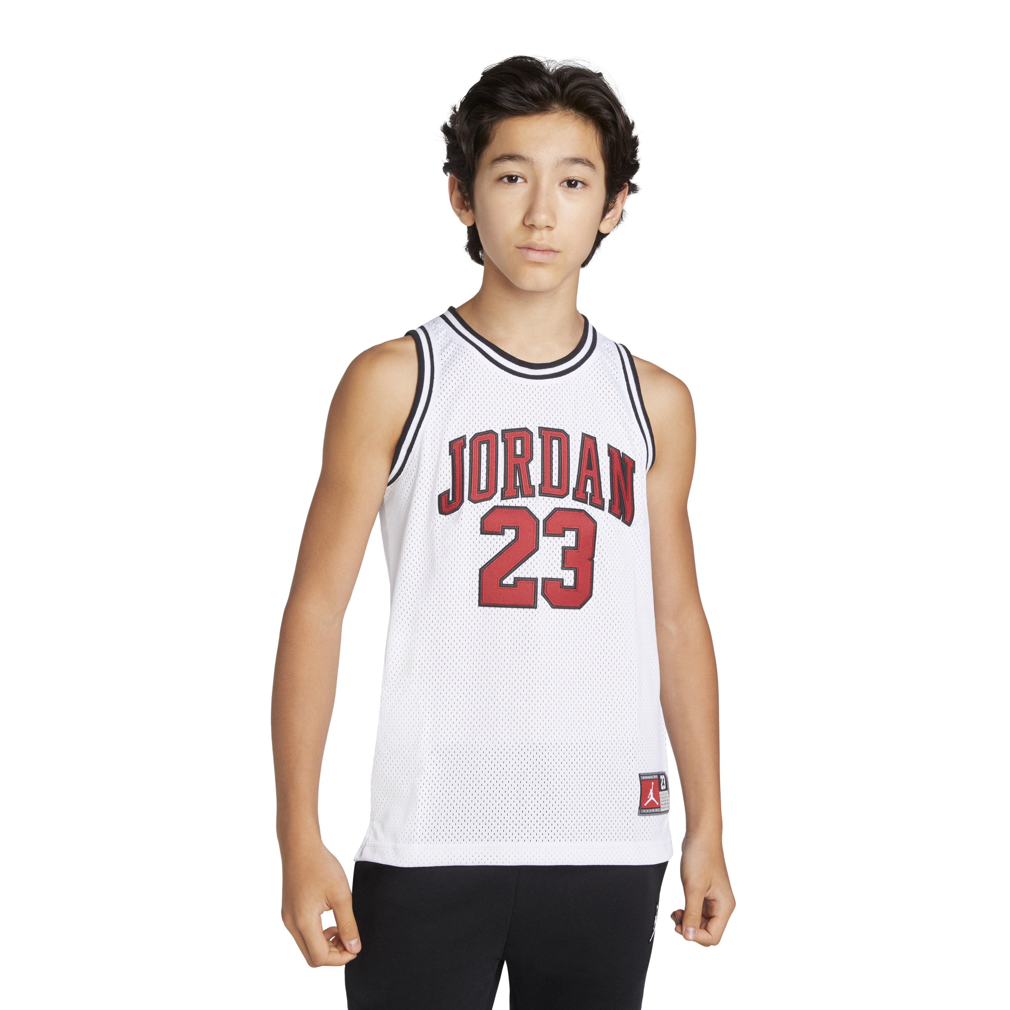 NIKE Air Jordan Boys Jumpman 23 Dri-Fit T-Shirt (Large, White)