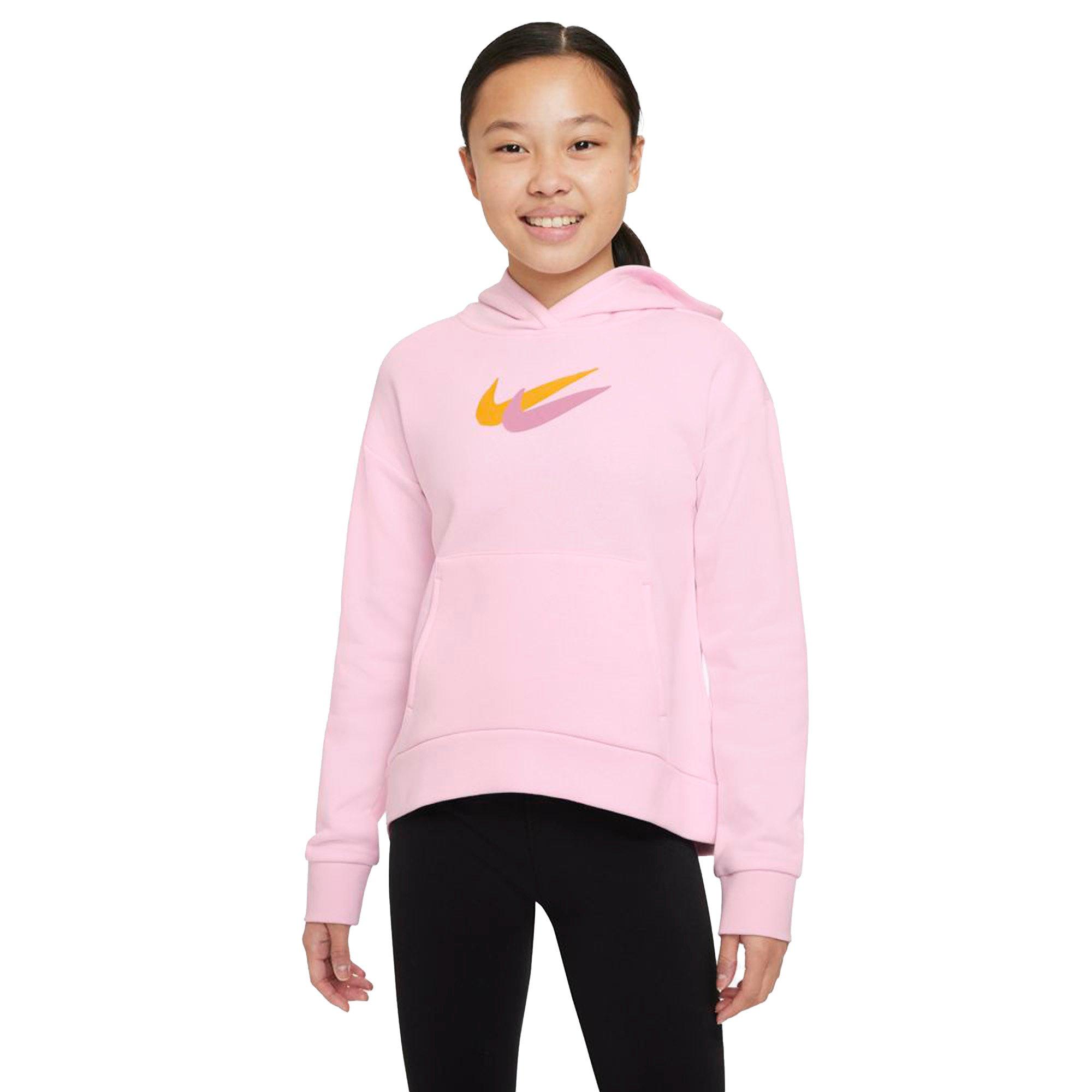 Nike Big Girls Sportswear Fleece Printed Hoodie Pink Foam