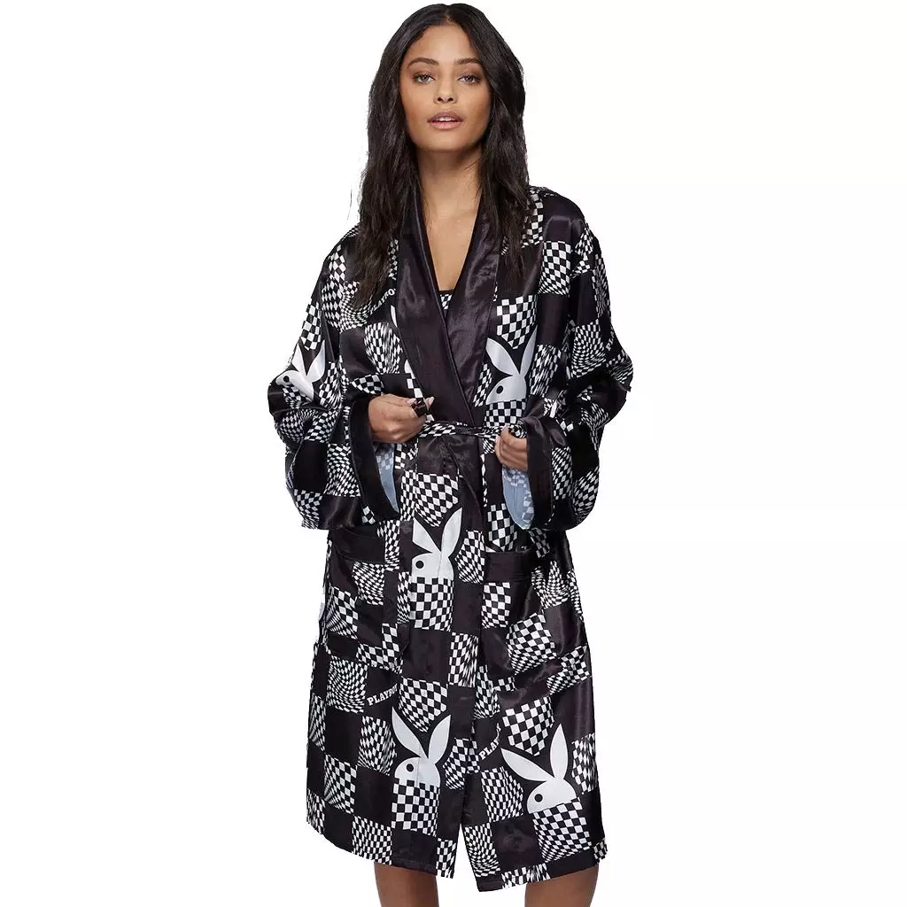 PSD Unisex Playboy Warp Check Robe - BLACK/WHITE