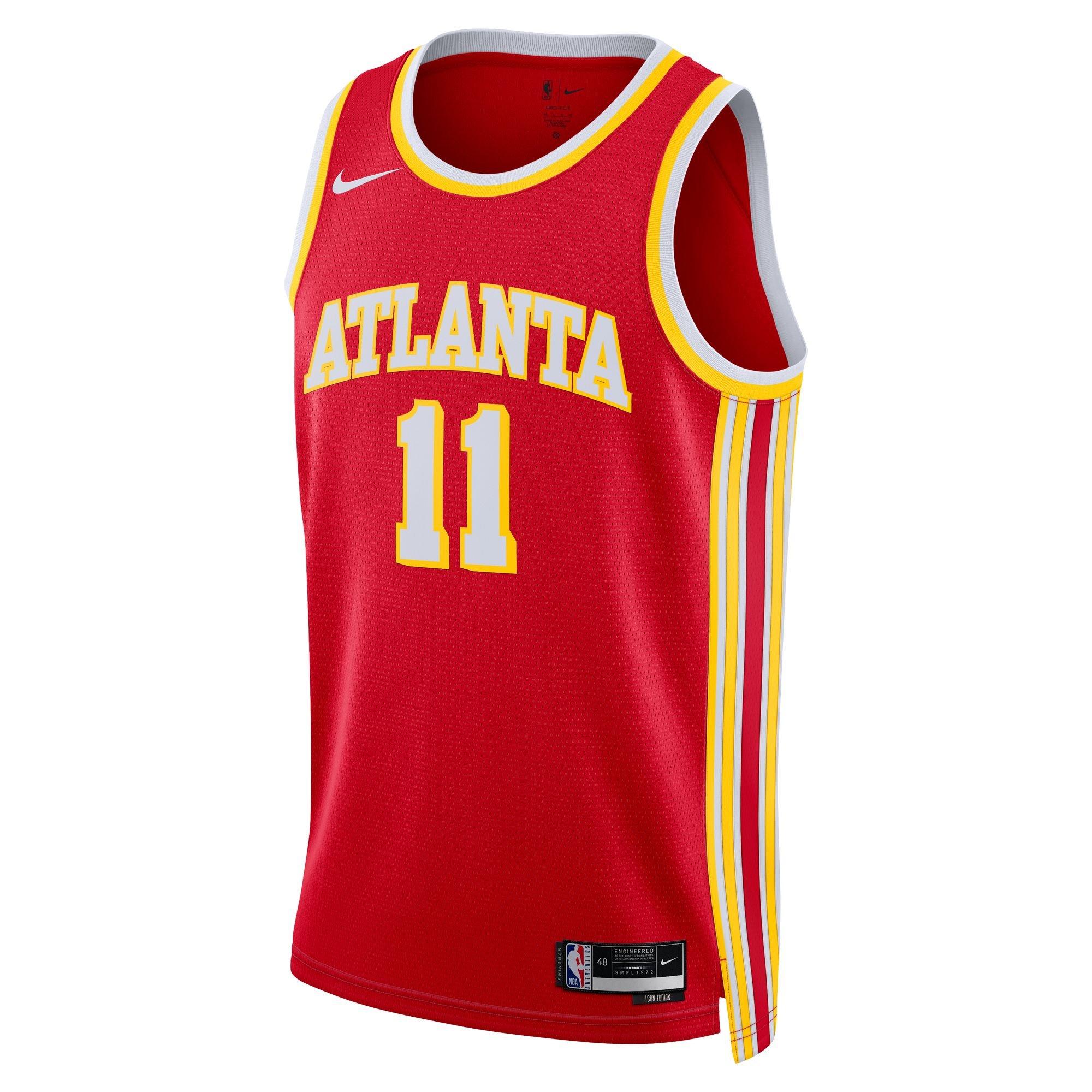 Nike Men's Atlanta Hawks Trae Young 2022-23 Icon Edition Swingman Jersey - RED Thumbnail View 2
