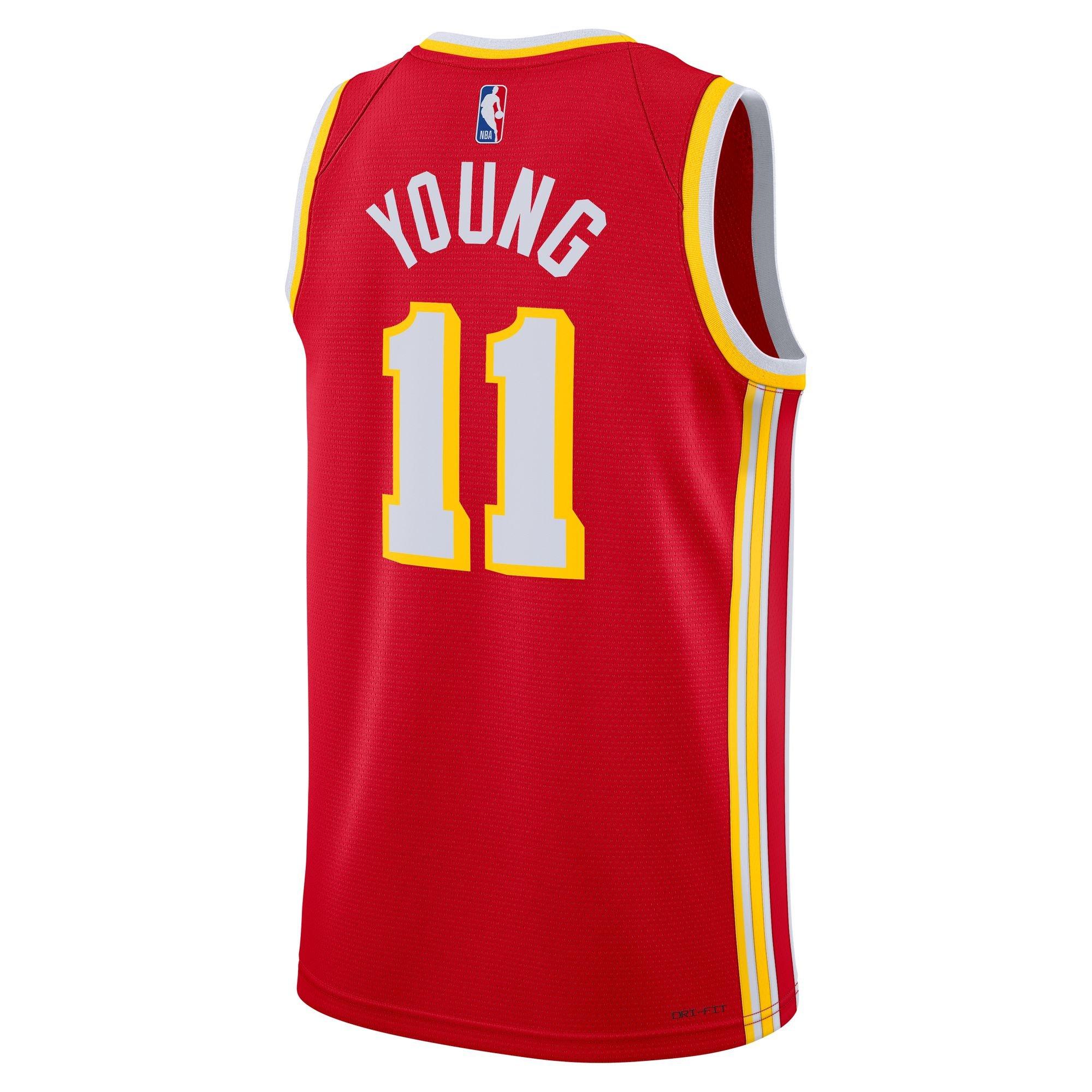 Nike Men's Atlanta Hawks Trae Young 2022-23 Icon Edition Swingman Jersey - RED Thumbnail View 1