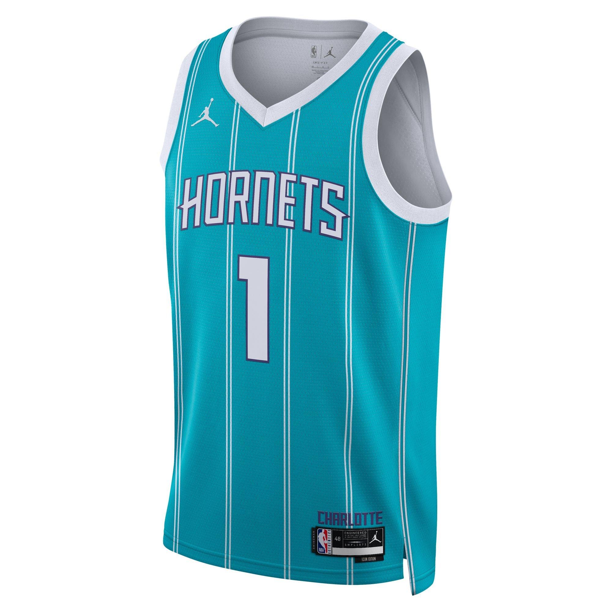 Jordan Men's 2022-23 City Edition Charlotte Hornets LaMelo Ball #1 Black Dri-Fit Swingman Jersey, XXL