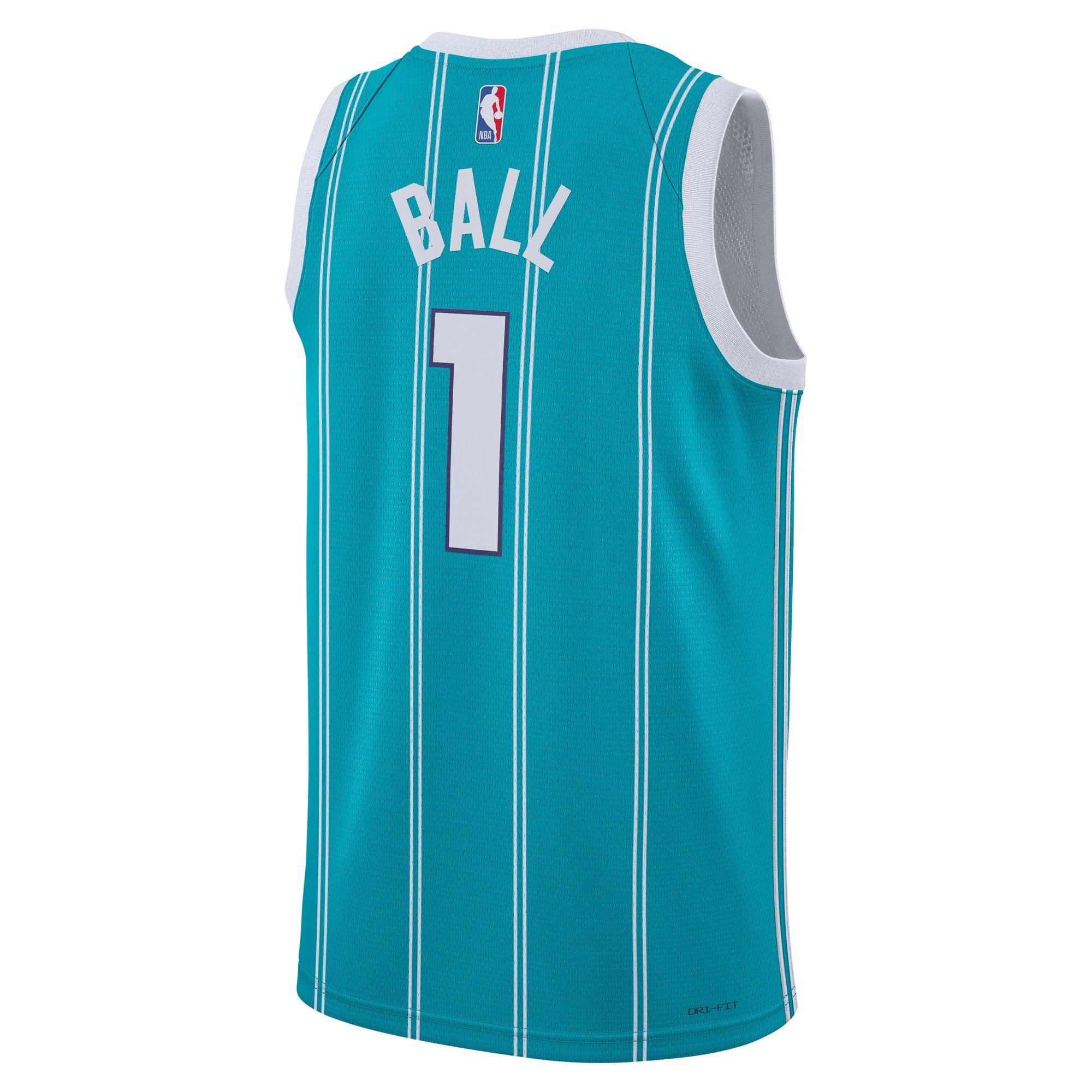 Nike Men's Charlotte Hornets LaMelo Ball #1 Teal Dri-Fit Swingman Jersey, Medium, Blue