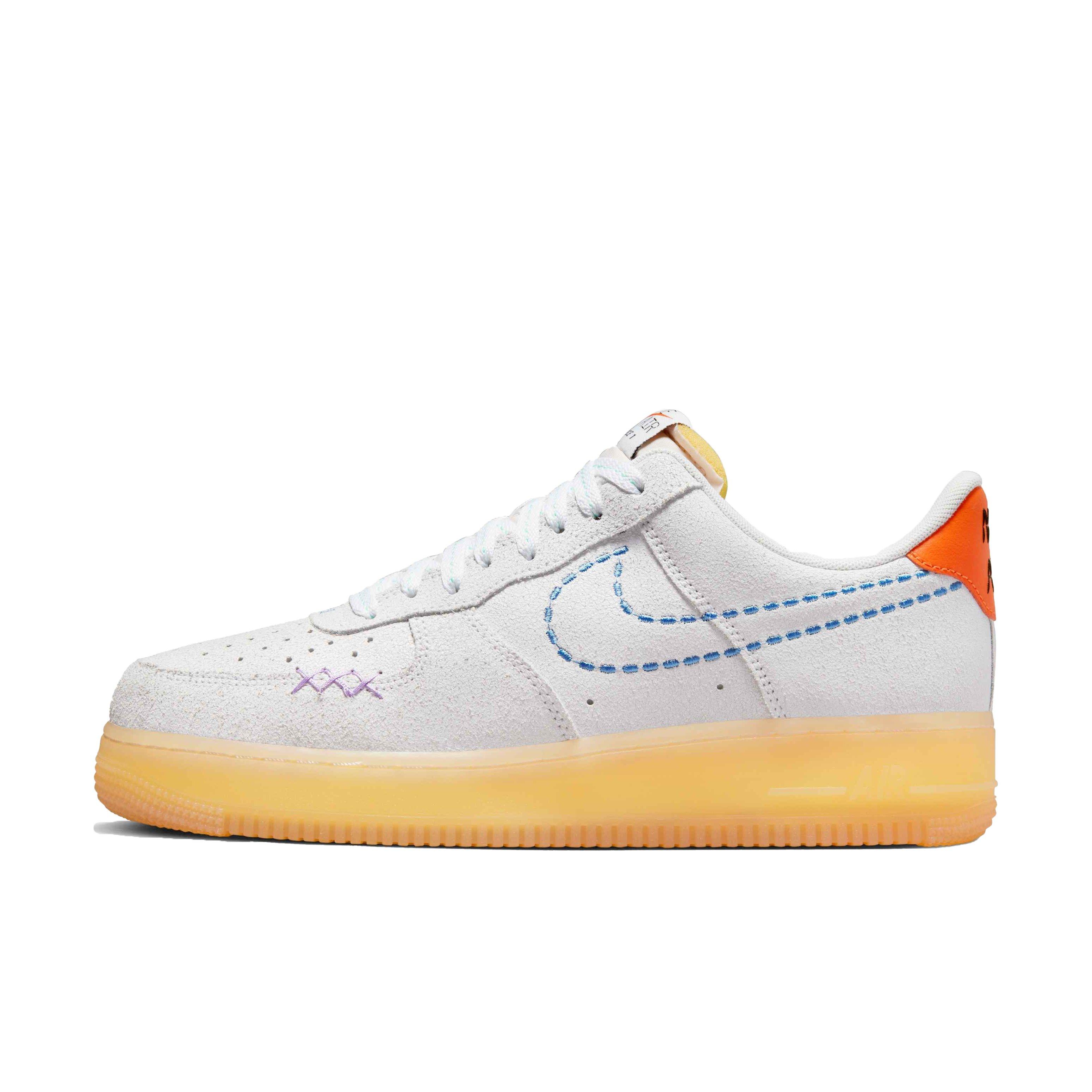 Nike Boys Air Force 1 LV8 WCRD - Shoes Orange/White/Blue Size 10.0