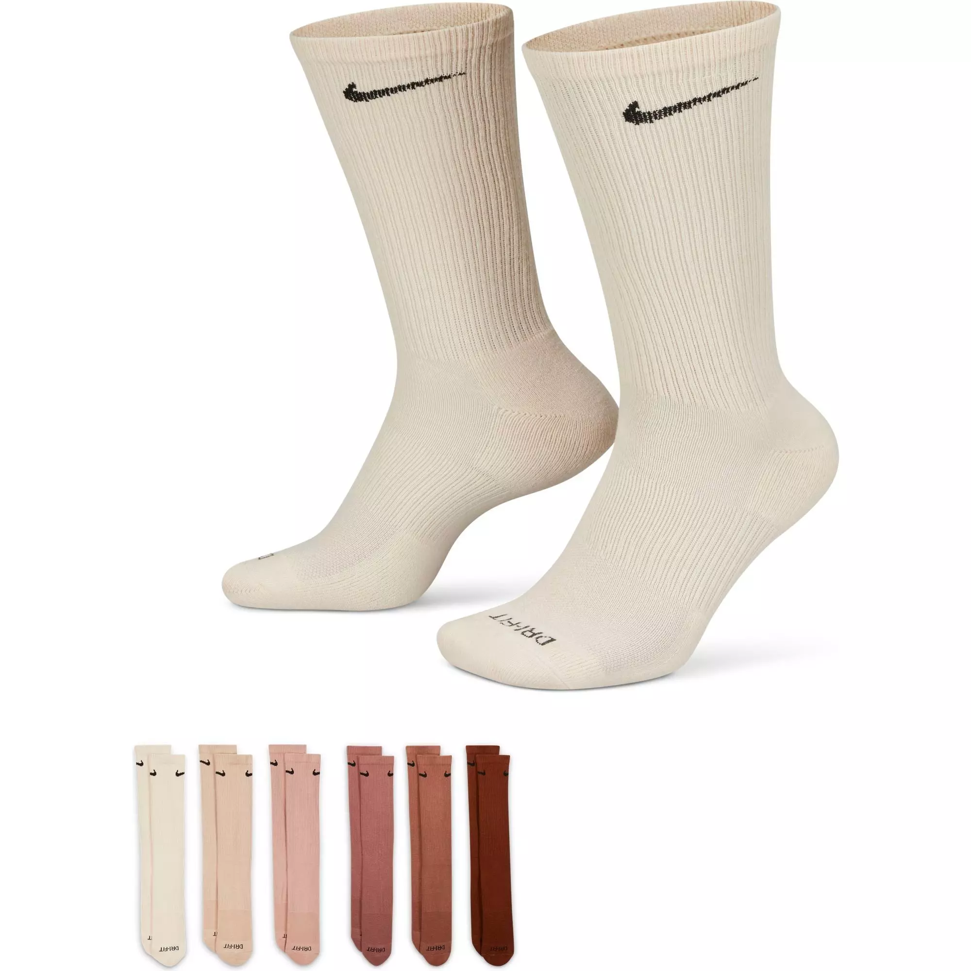 Nike Everyday Plus Cushioned Training Crew Socks (6 Pairs)-Assorted -  Hibbett