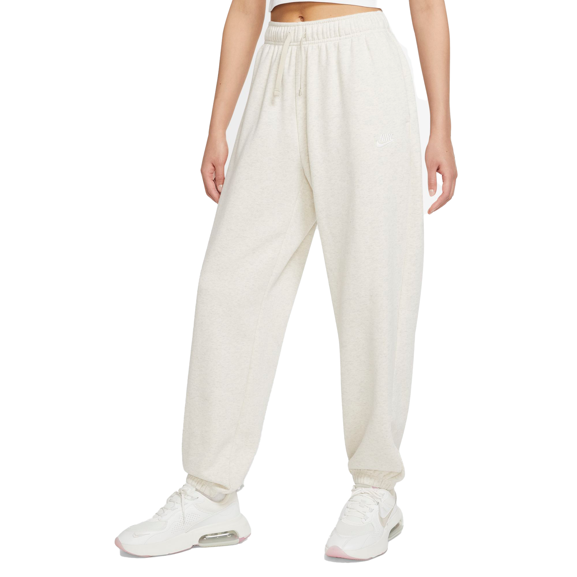 Nike Women's Sportswear Club Fleece Mid-Rise Wide-Leg Pants-Cream - Hibbett