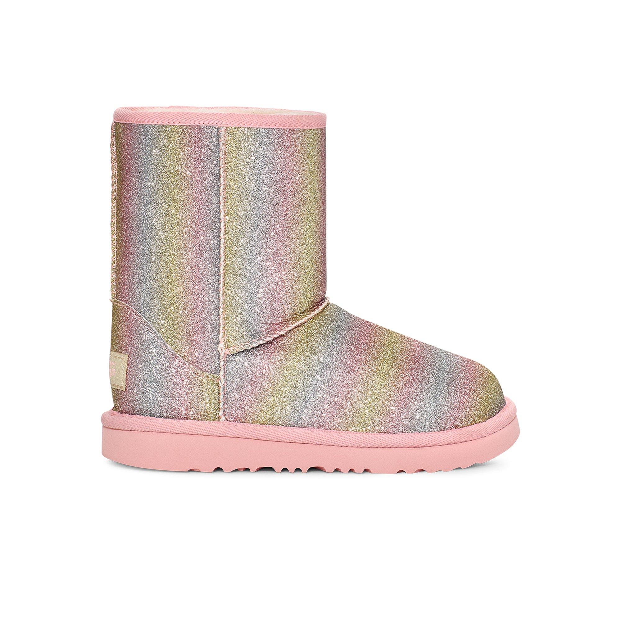 UGG Classic Short Pink Sparkles Sequin Sheepskin Boots Size US 6 Womens