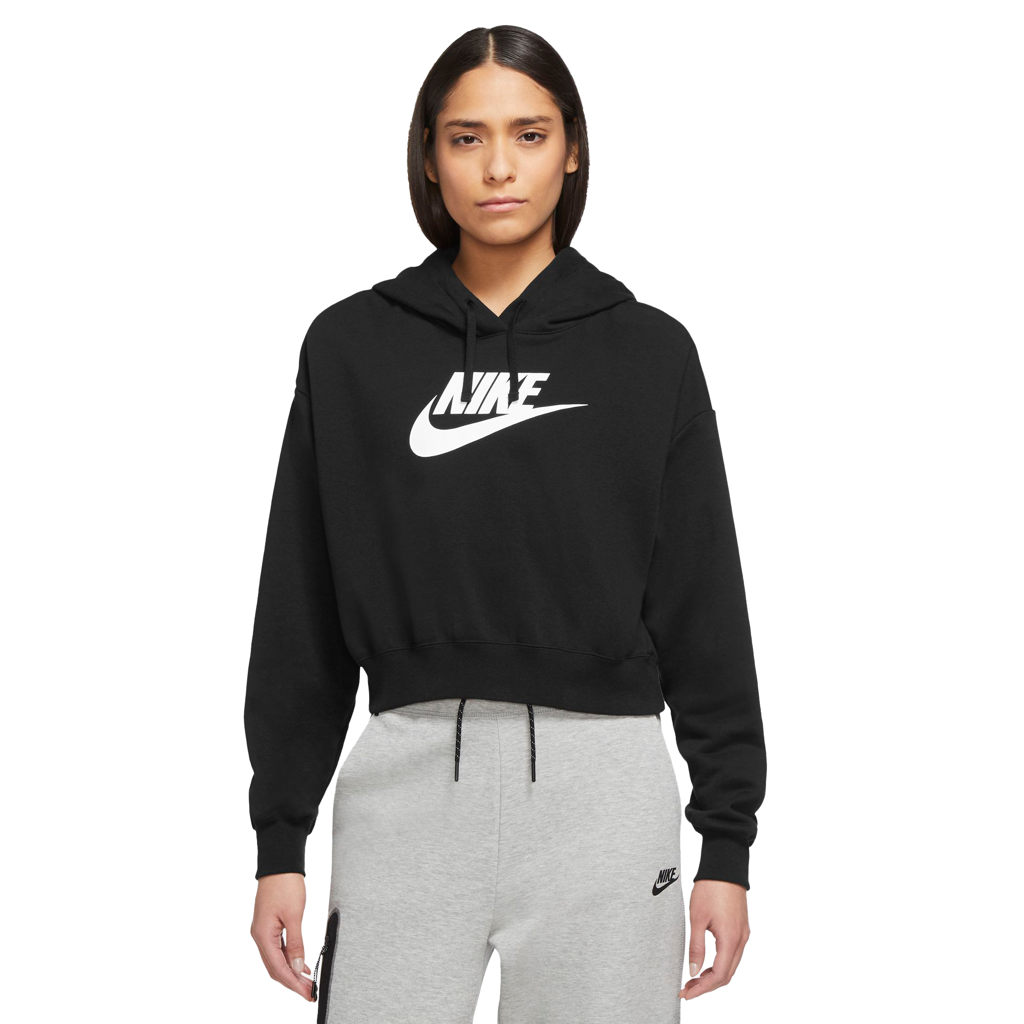 Nike Women's Sportswear Club Fleece Cropped Hoodie-Black