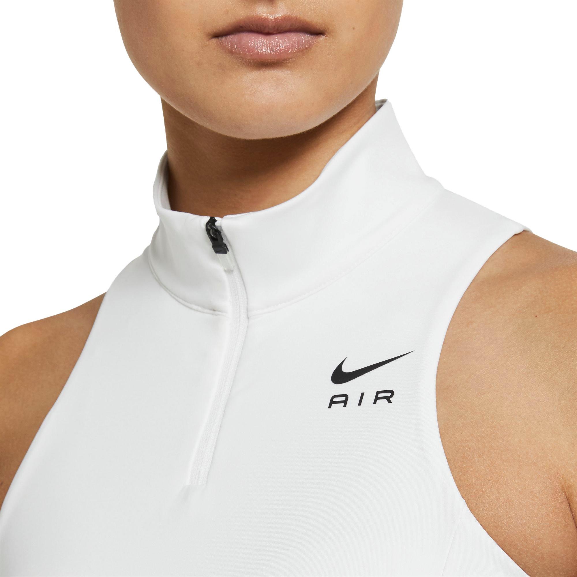 Nike Women's Air Dri-FIT Swoosh Mockneck 1/2-Zip Bra-White/Black