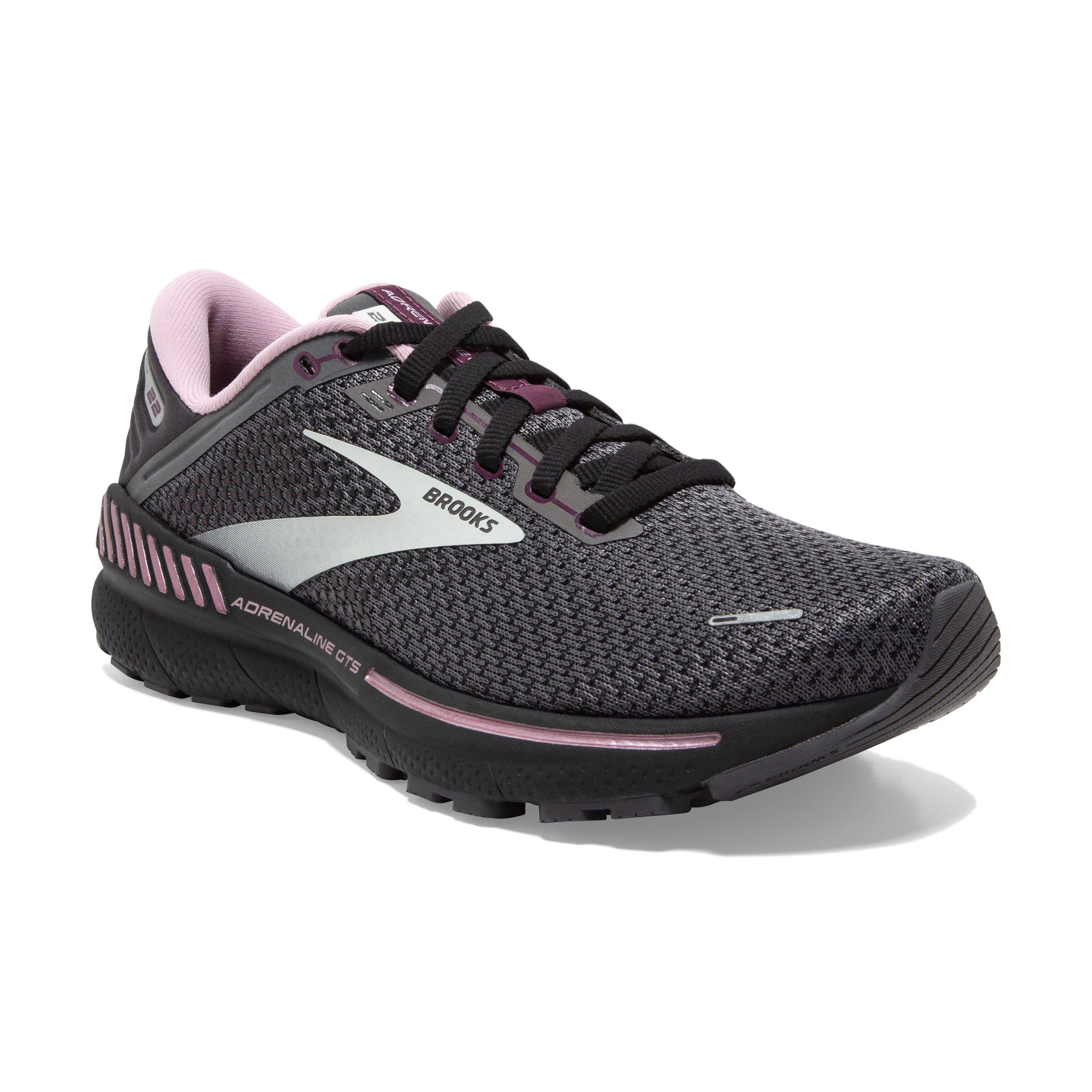 Brooks Adrenaline GTS 22 Wide "Pearl/Black/Metallic" Women's Running Shoe - BLACK/PURPLE Thumbnail View 3