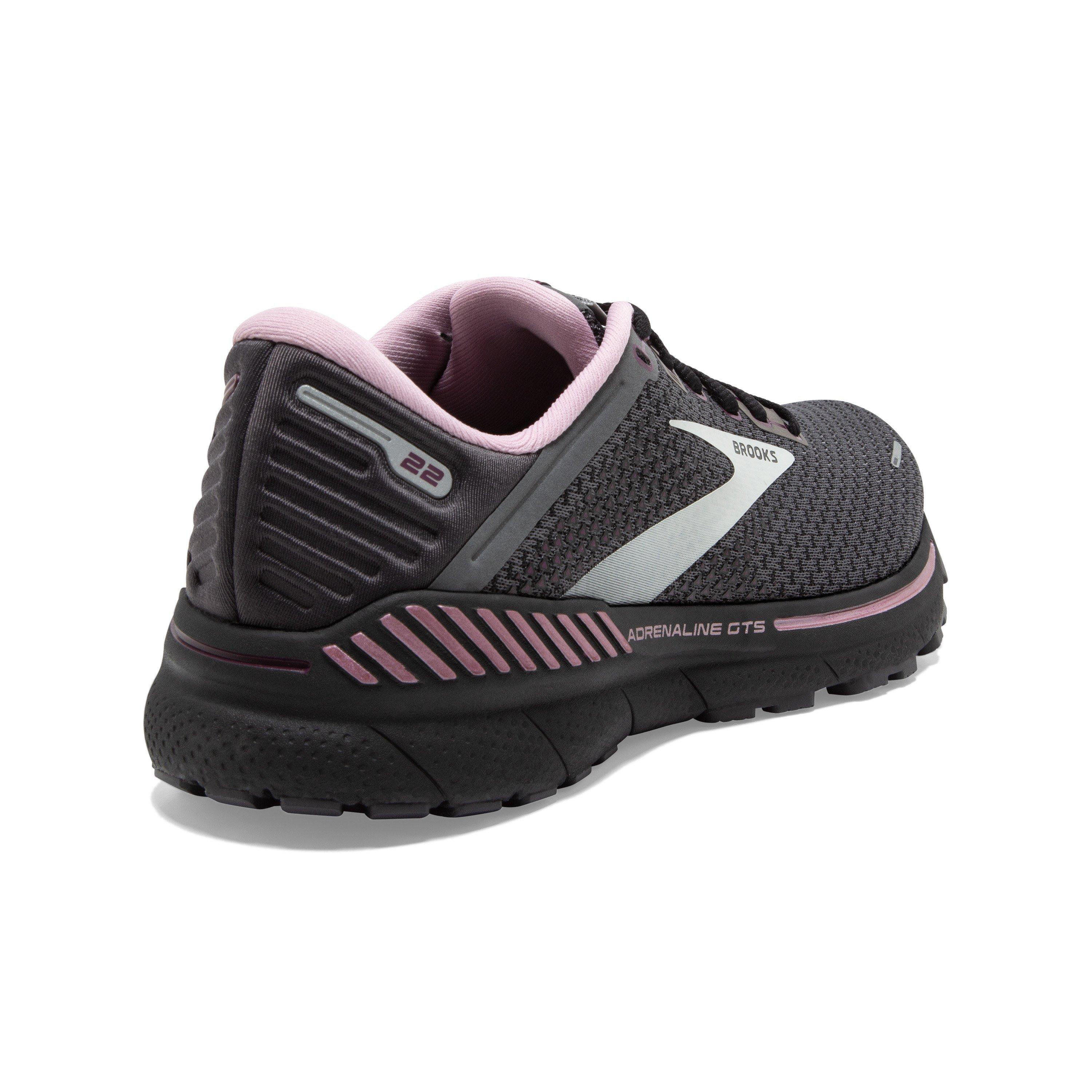 Brooks Adrenaline GTS 22 Wide "Pearl/Black/Metallic" Women's Running Shoe - BLACK/PURPLE Thumbnail View 4
