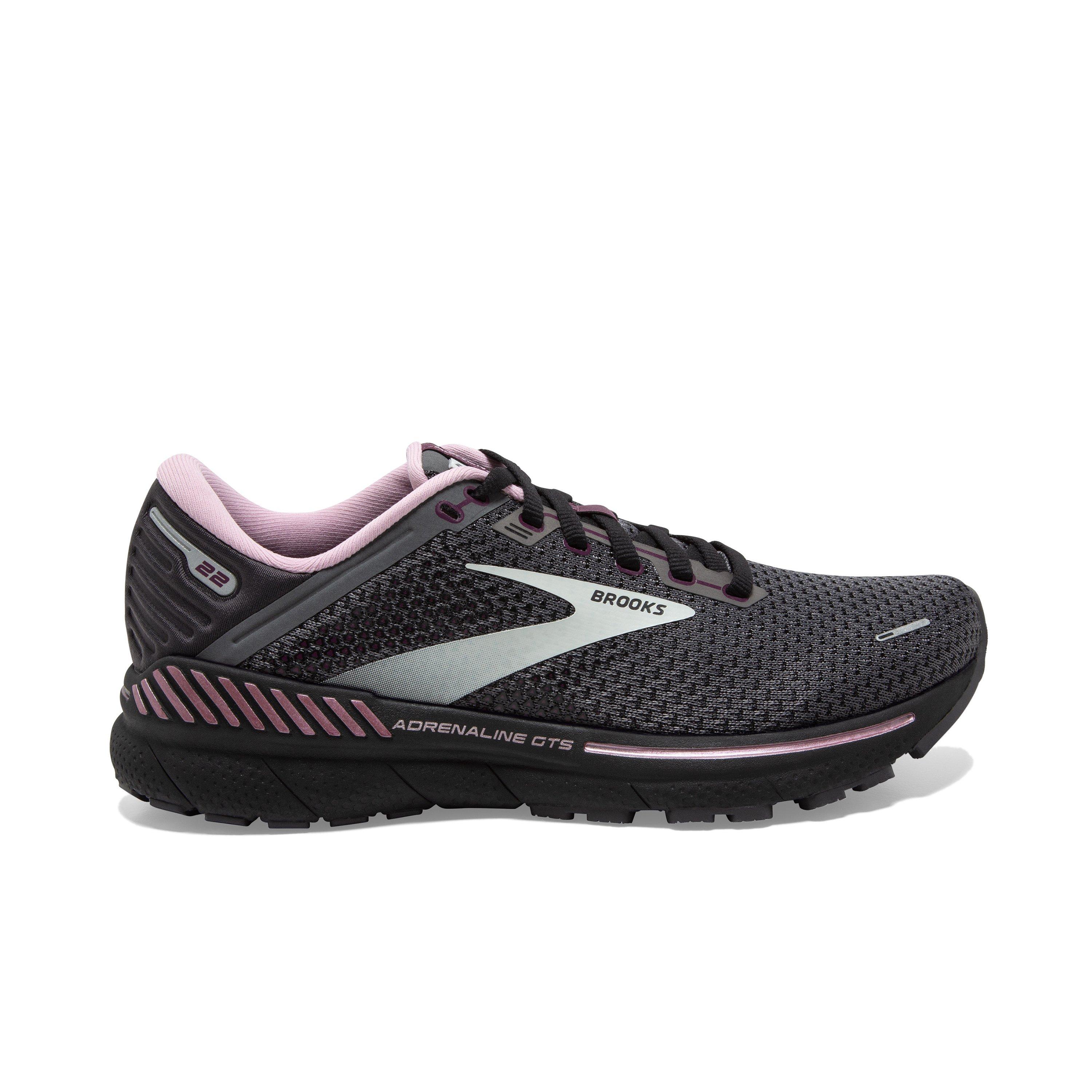 Brooks Adrenaline GTS 22 Wide "Pearl/Black/Metallic" Women's Running Shoe - BLACK/PURPLE Thumbnail View 1