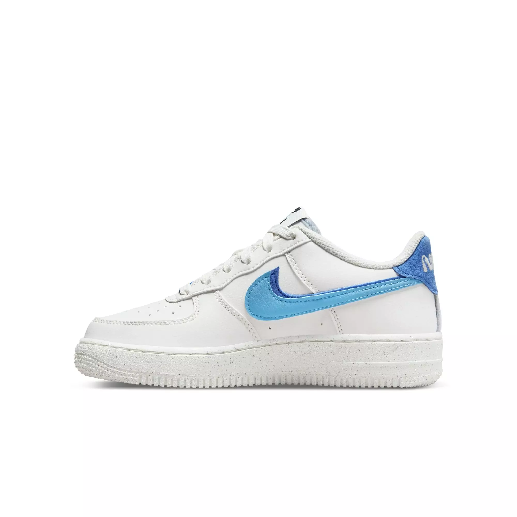 Nike Air Force 1 LV8 "Sail/Blue Chill/Medium Blue/Black" Grade School Boys' Shoe - WHITE/BLUE
