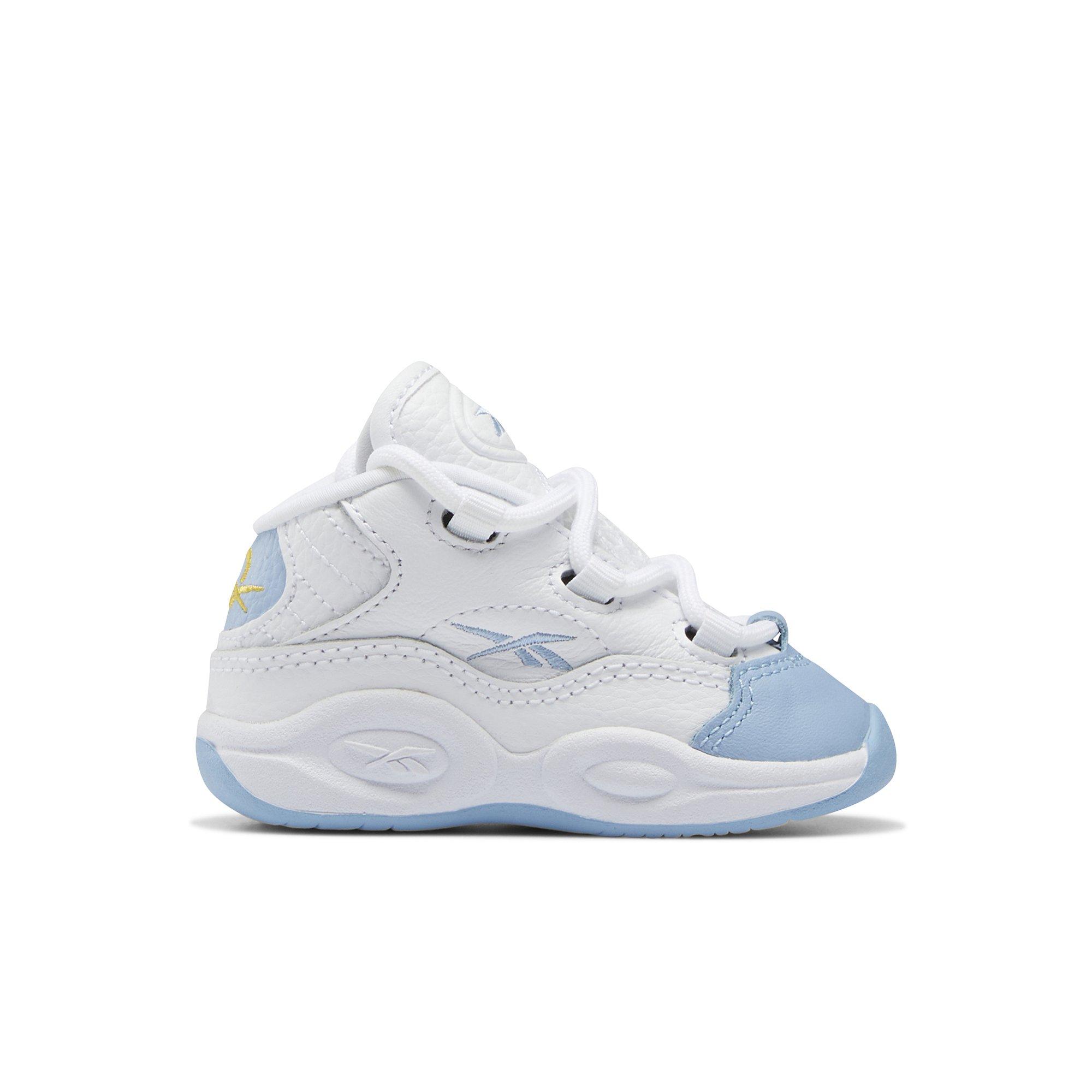 Reebok Question Mid White/Blue/Yellow Toddler Kids' Basketball Shoe -  Hibbett