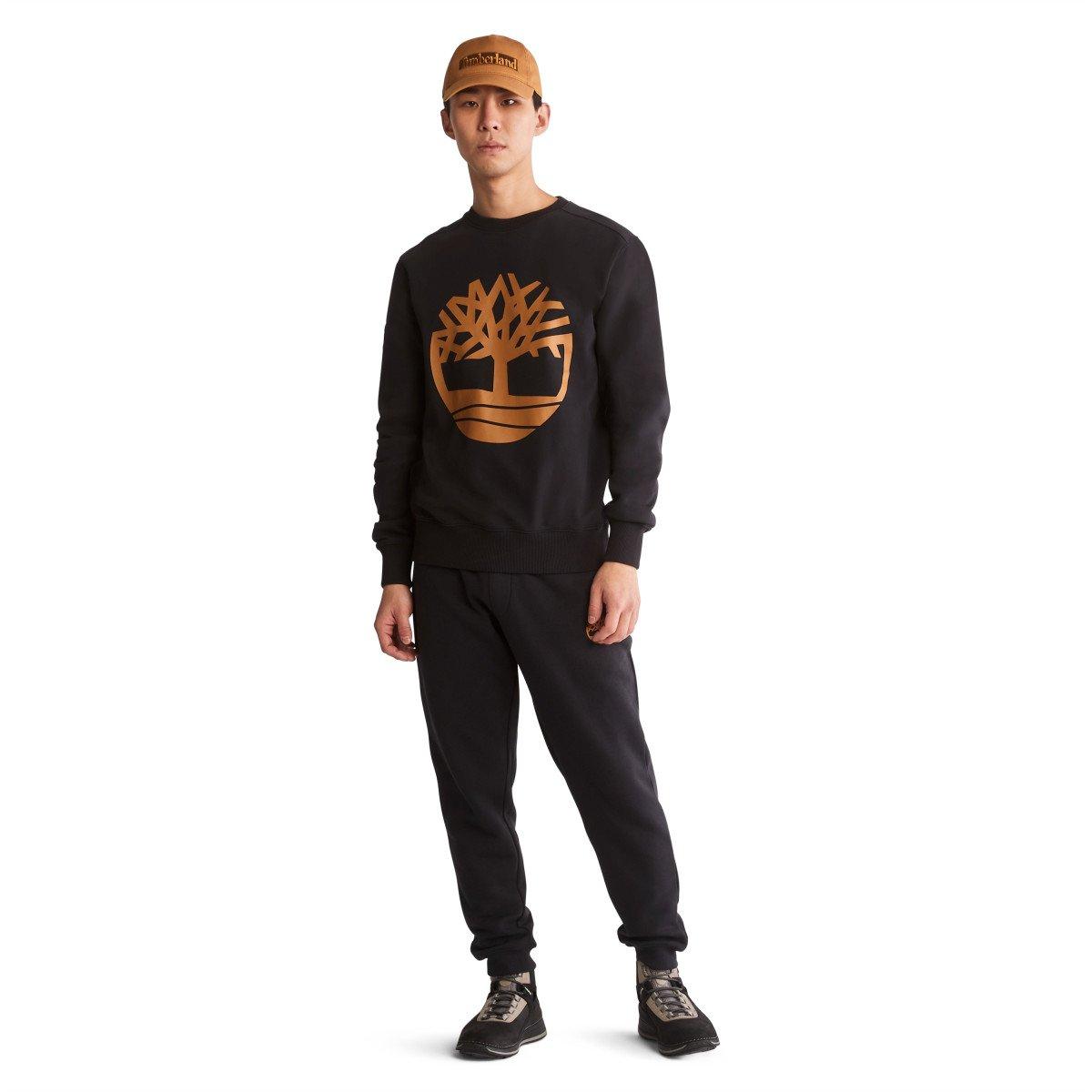 Timberland Core Tree Logo Crew Neck Long Sleeve Men's Black Tee