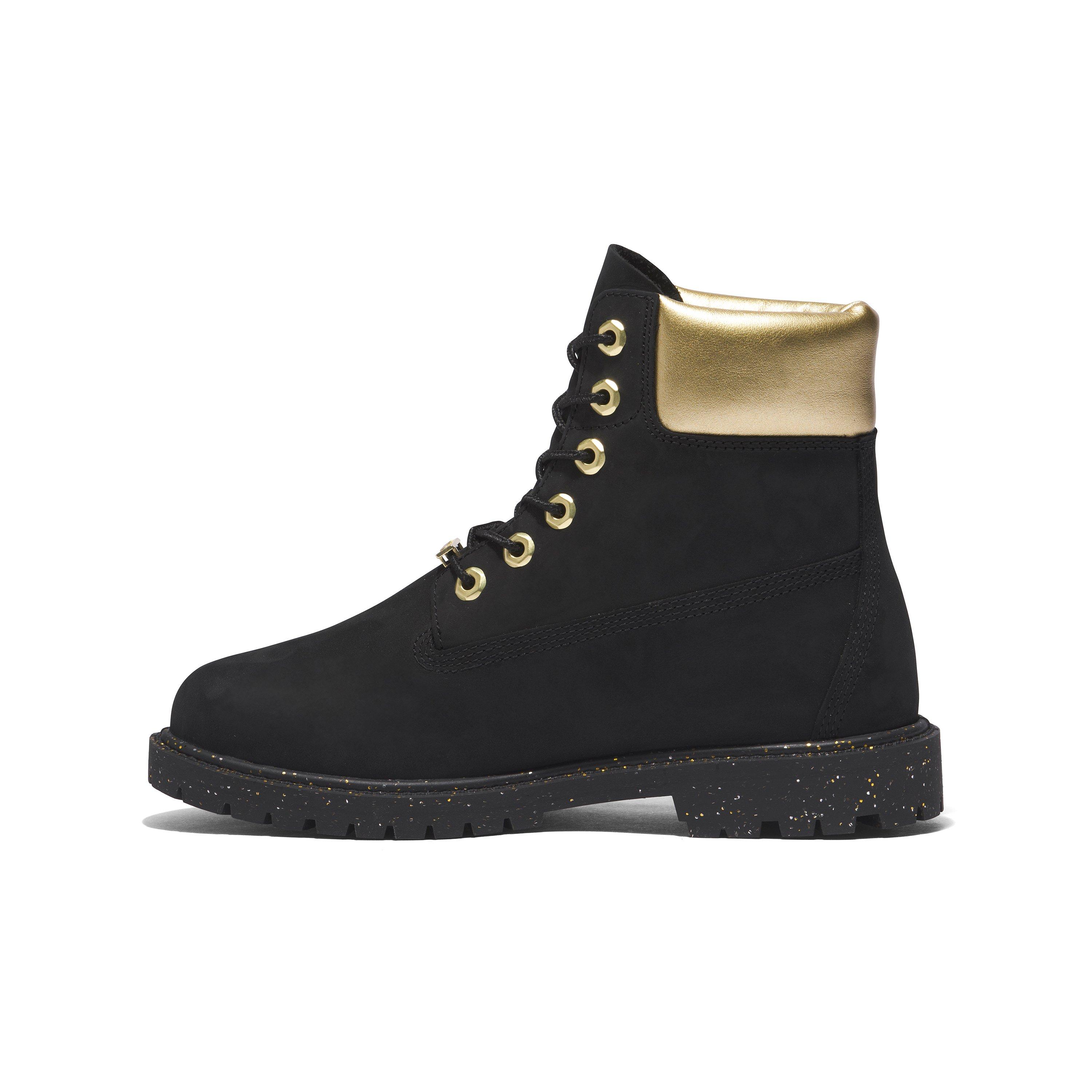 Timberland 6-Inch Premium "Black/Gold" Grade School Boys' Boot - BLACK/GOLD Thumbnail View 1