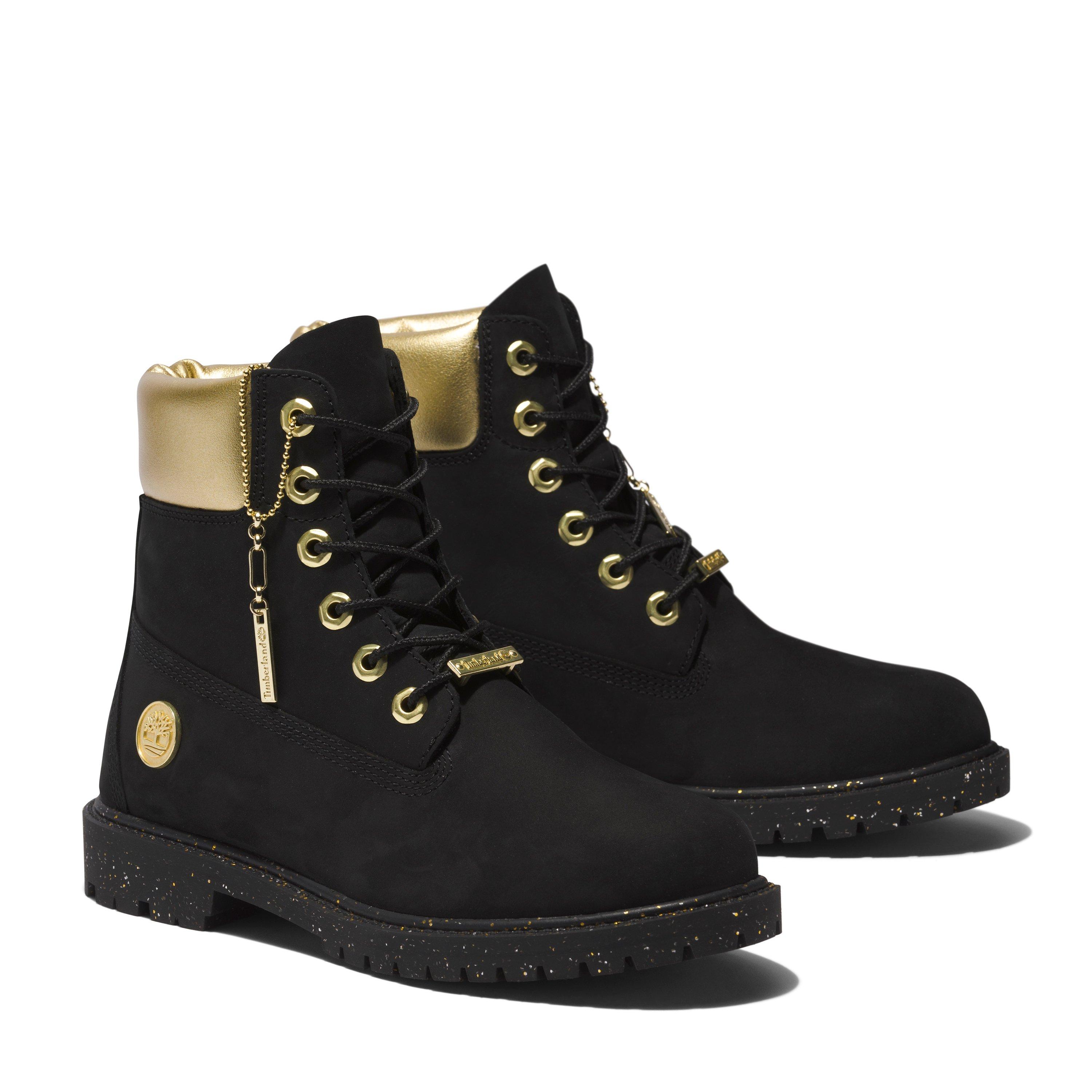 Timberland 6-Inch Premium "Black/Gold" Grade School Boys' Boot - BLACK/GOLD Thumbnail View 2