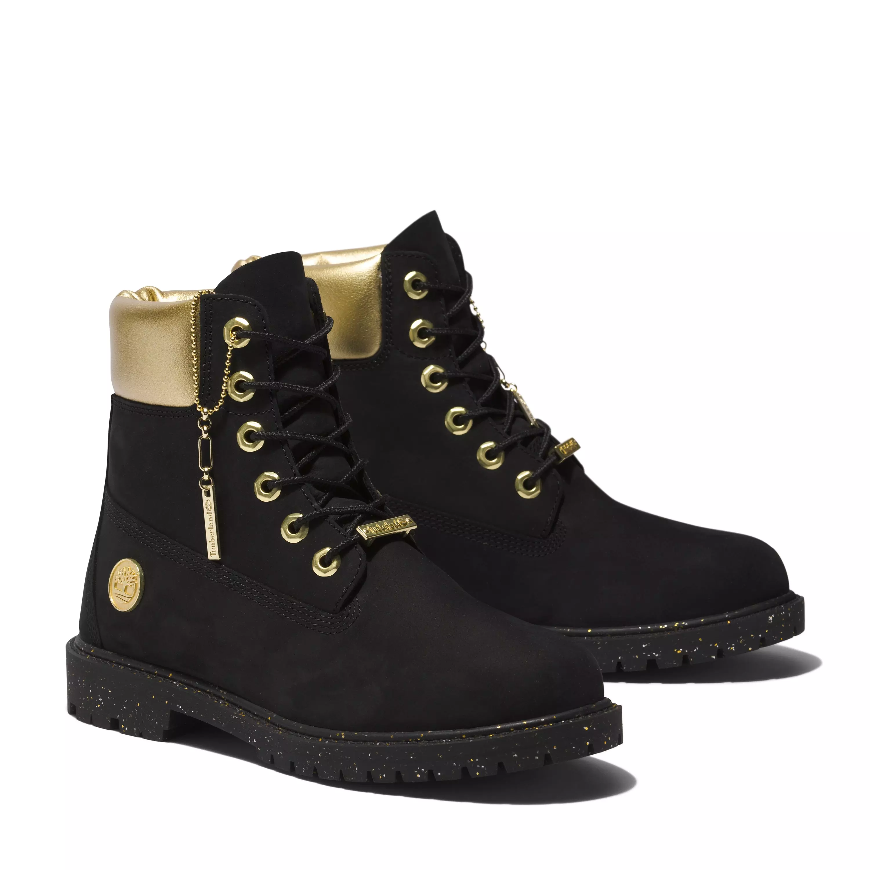 Timberland 6-Inch Premium "Black/Gold" Grade School Boys' Boot - BLACK/GOLD