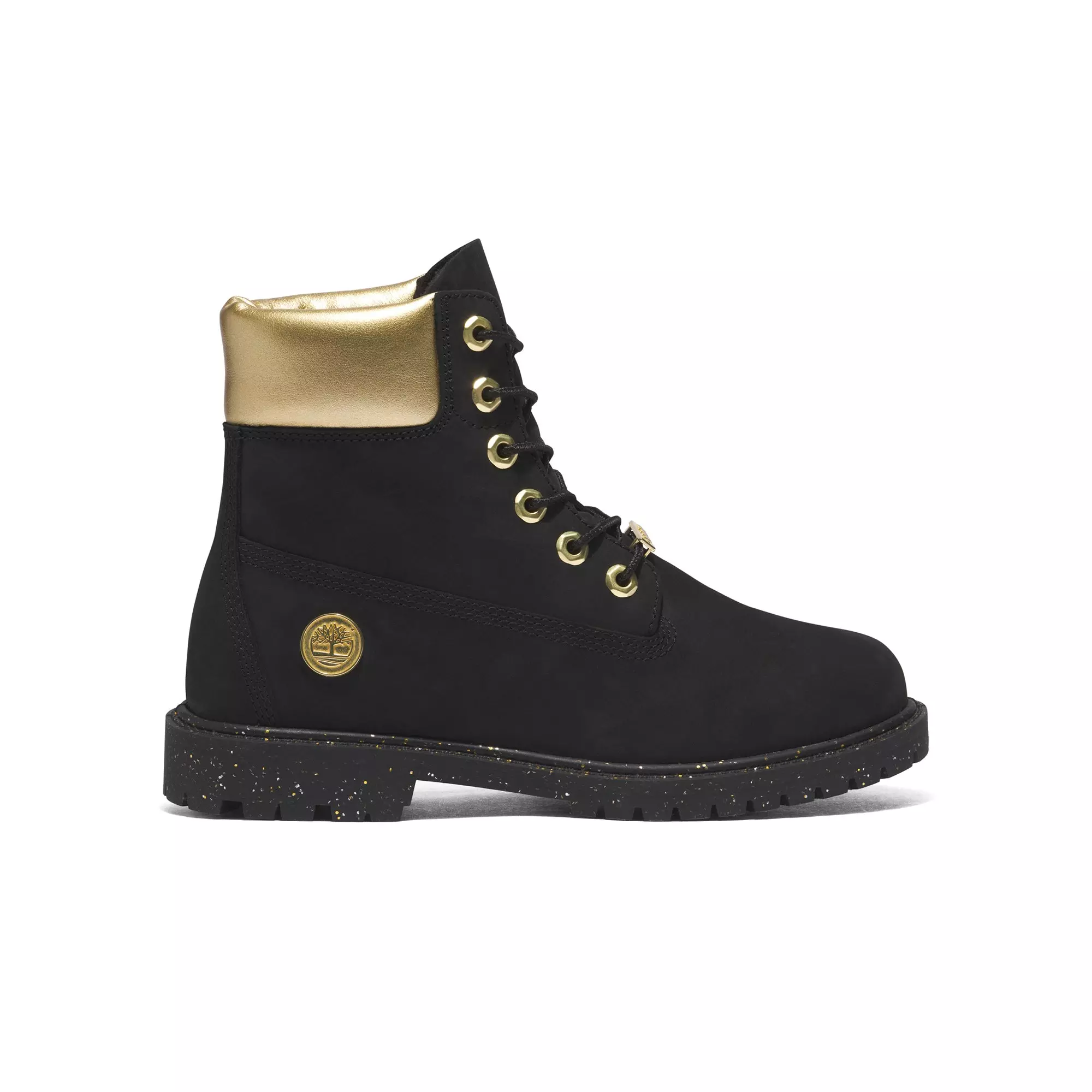 Timberland 6-Inch Premium "Black/Gold" Grade School Boys' Boot - BLACK/GOLD