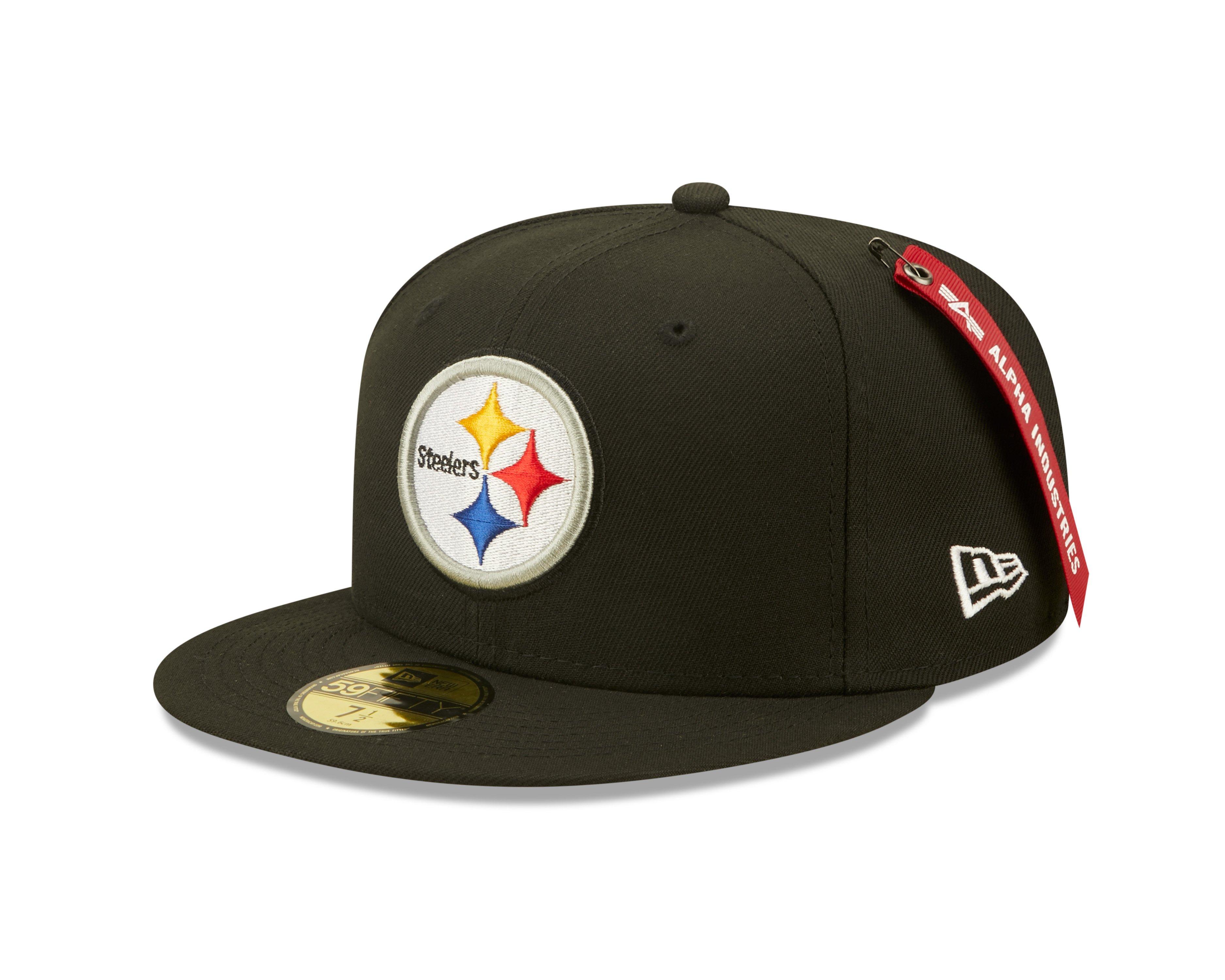 Pittsburgh Steelers Hat Cap 59FIFTY Fitted 7 1/4 Black NFL Red & Yellow  New Era