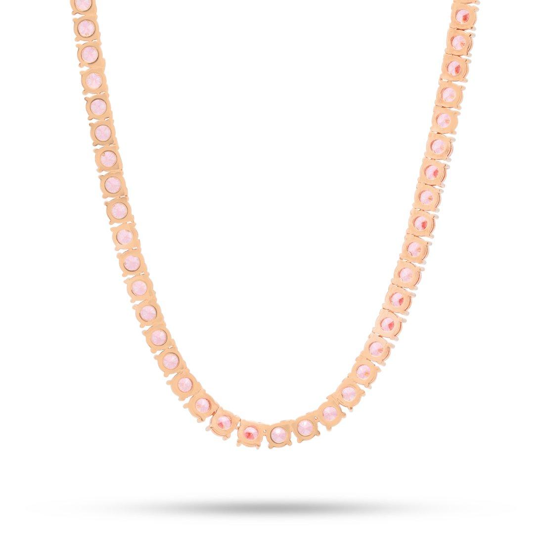 King Ice 5mm Pink Gold Single Row Tennis Chain - PINK Thumbnail View 2