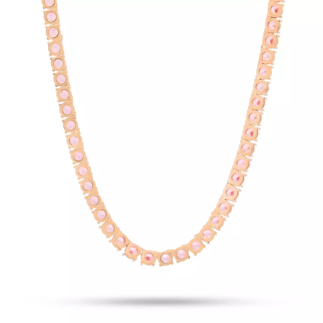 King Ice 5mm Pink Gold Single Row Tennis Chain - PINK