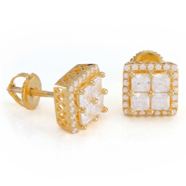 King Ice Layered Stud Earrings - GOLD Thumbnail View 1