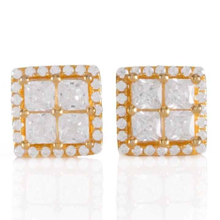 King Ice Layered Stud Earrings - GOLD Thumbnail View 2