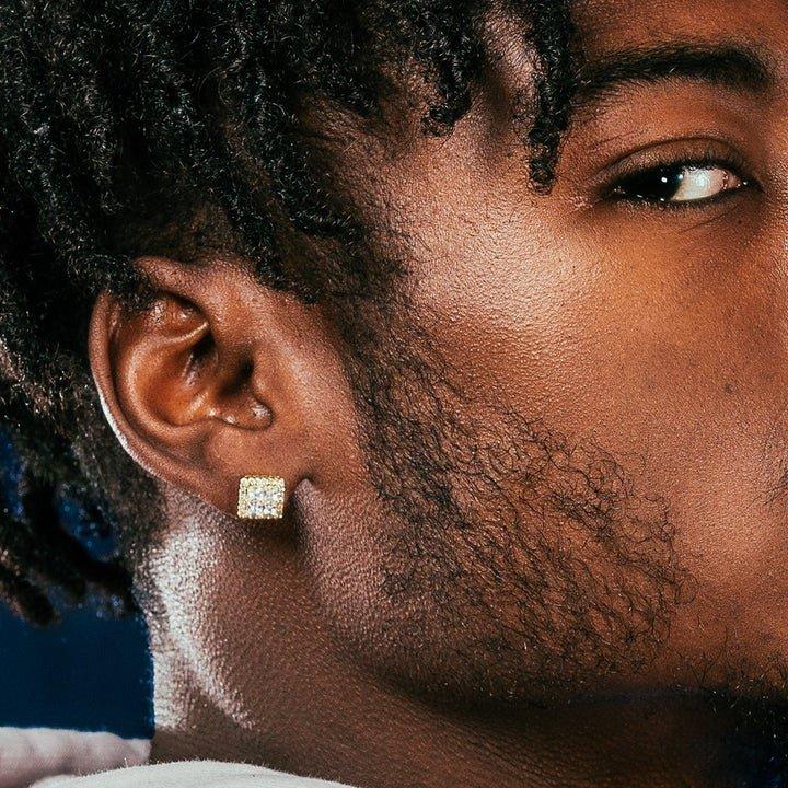 King Ice Layered Stud Earrings - GOLD Thumbnail View 3