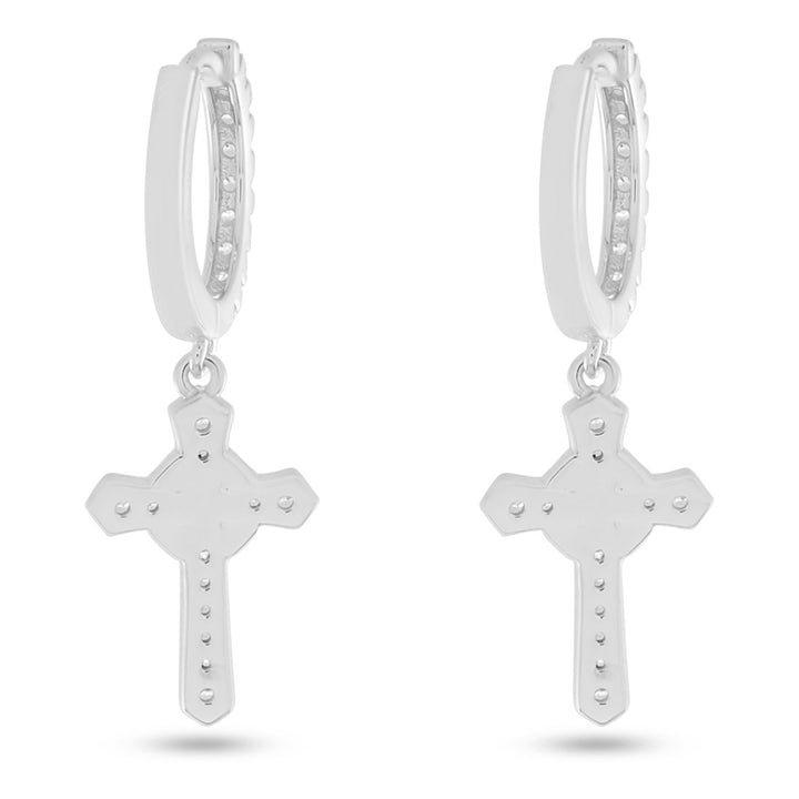 King Ice Iced Wrapped Cross Earrings - SILVER Thumbnail View 2