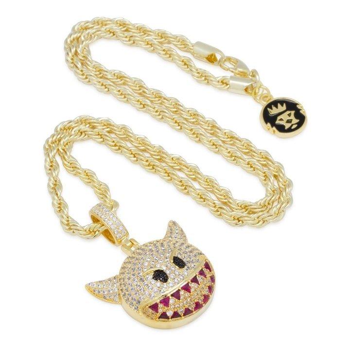 King Ice Devil Emoji Necklace - GOLD Thumbnail View 3