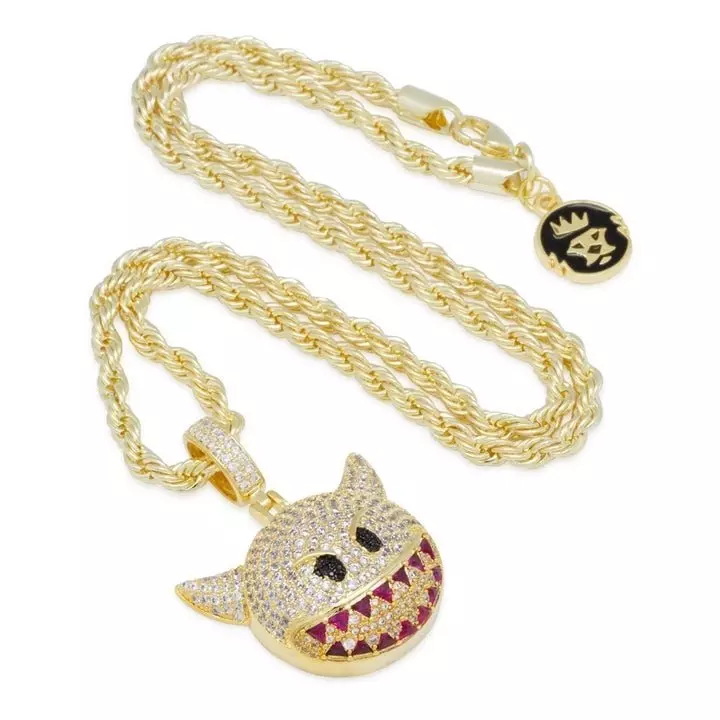 King Ice Devil Emoji Necklace - GOLD