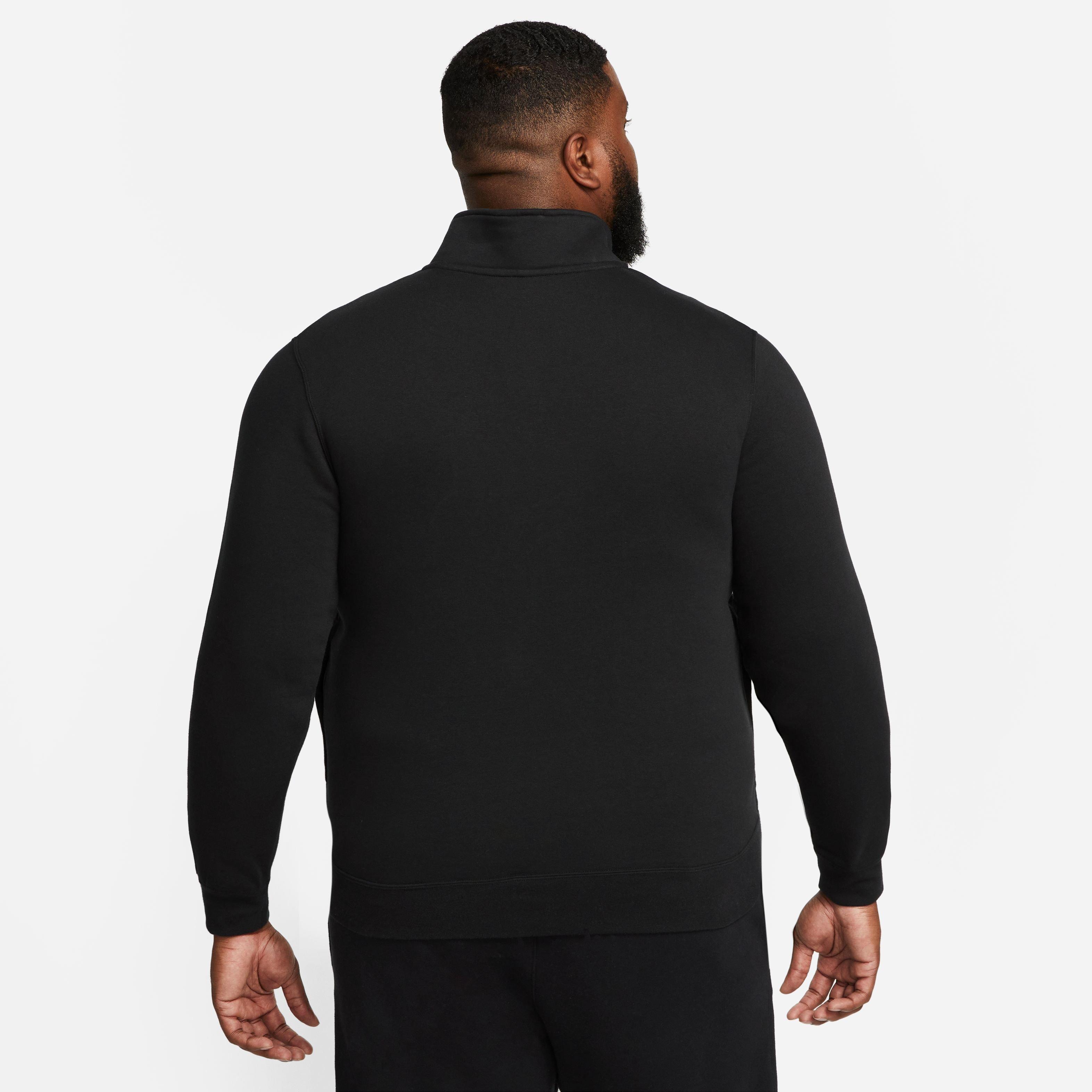 Nike Men's Sportswear Brushed-Back 1/2-Zip Pullover-Black - BLACK Thumbnail View 5