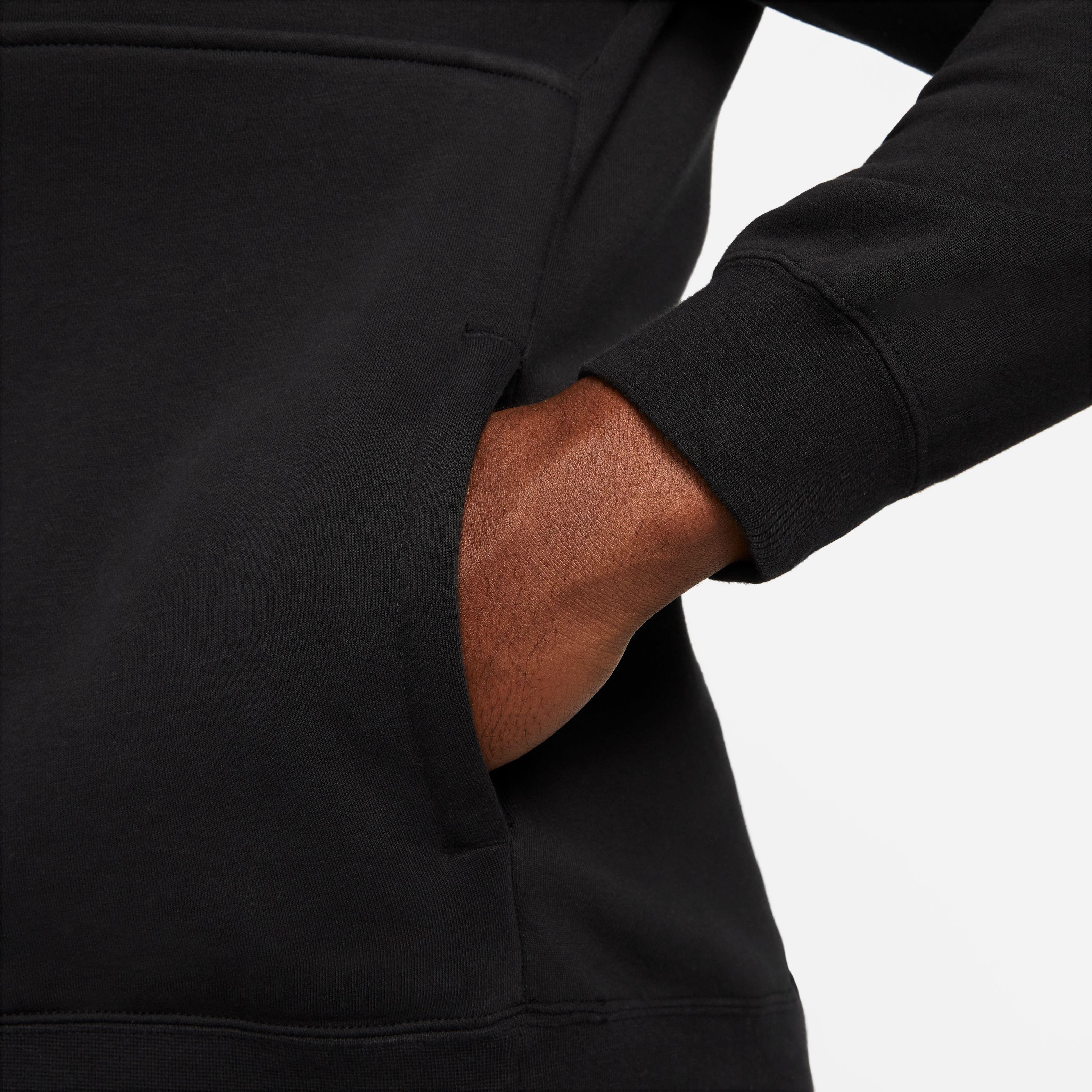 Nike Men's Sportswear Brushed-Back 1/2-Zip Pullover-Black - BLACK Thumbnail View 9