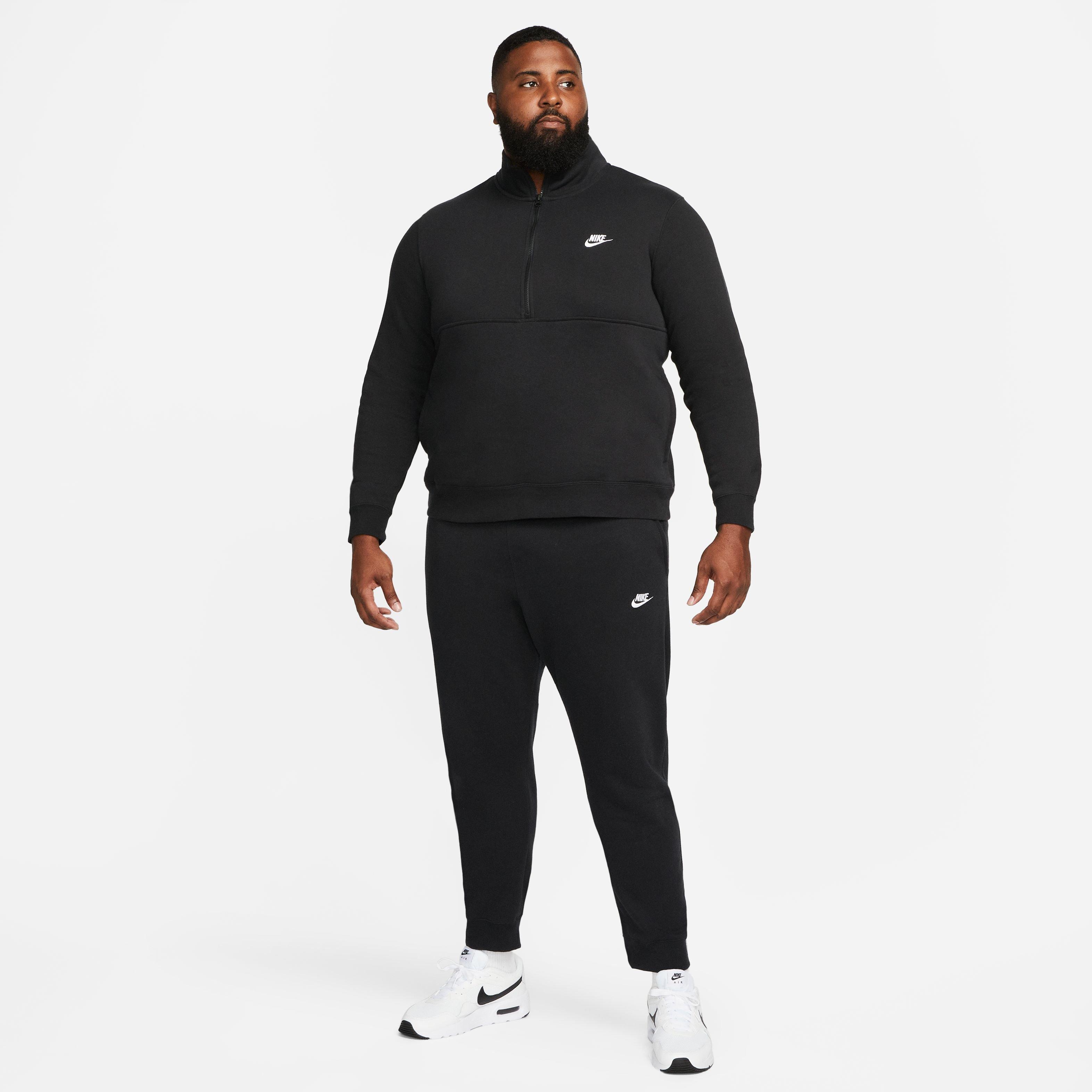 Nike Men's Sportswear Brushed-Back 1/2-Zip Pullover-Black - BLACK Thumbnail View 6