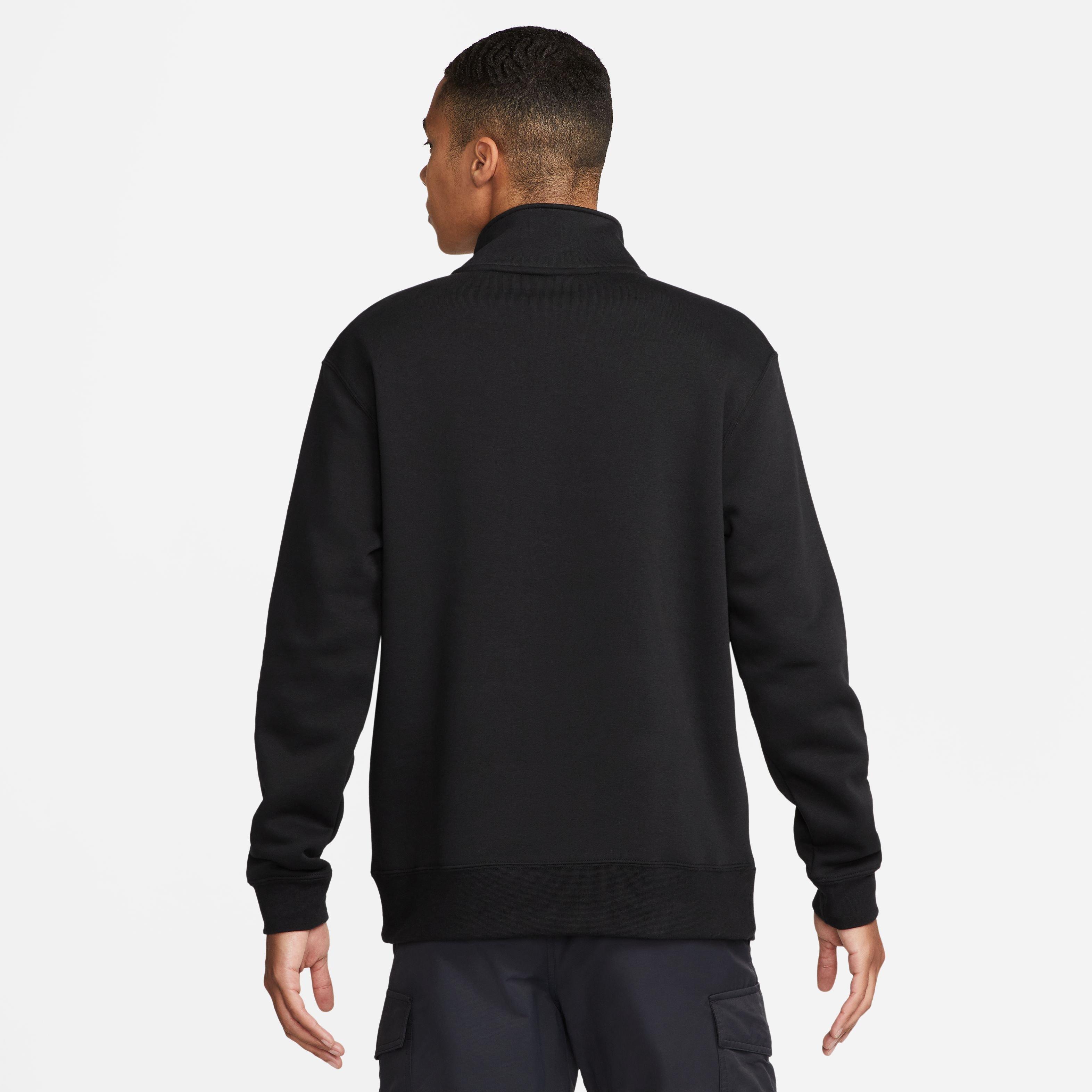 Nike Men's Sportswear Brushed-Back 1/2-Zip Pullover-Black - BLACK Thumbnail View 10