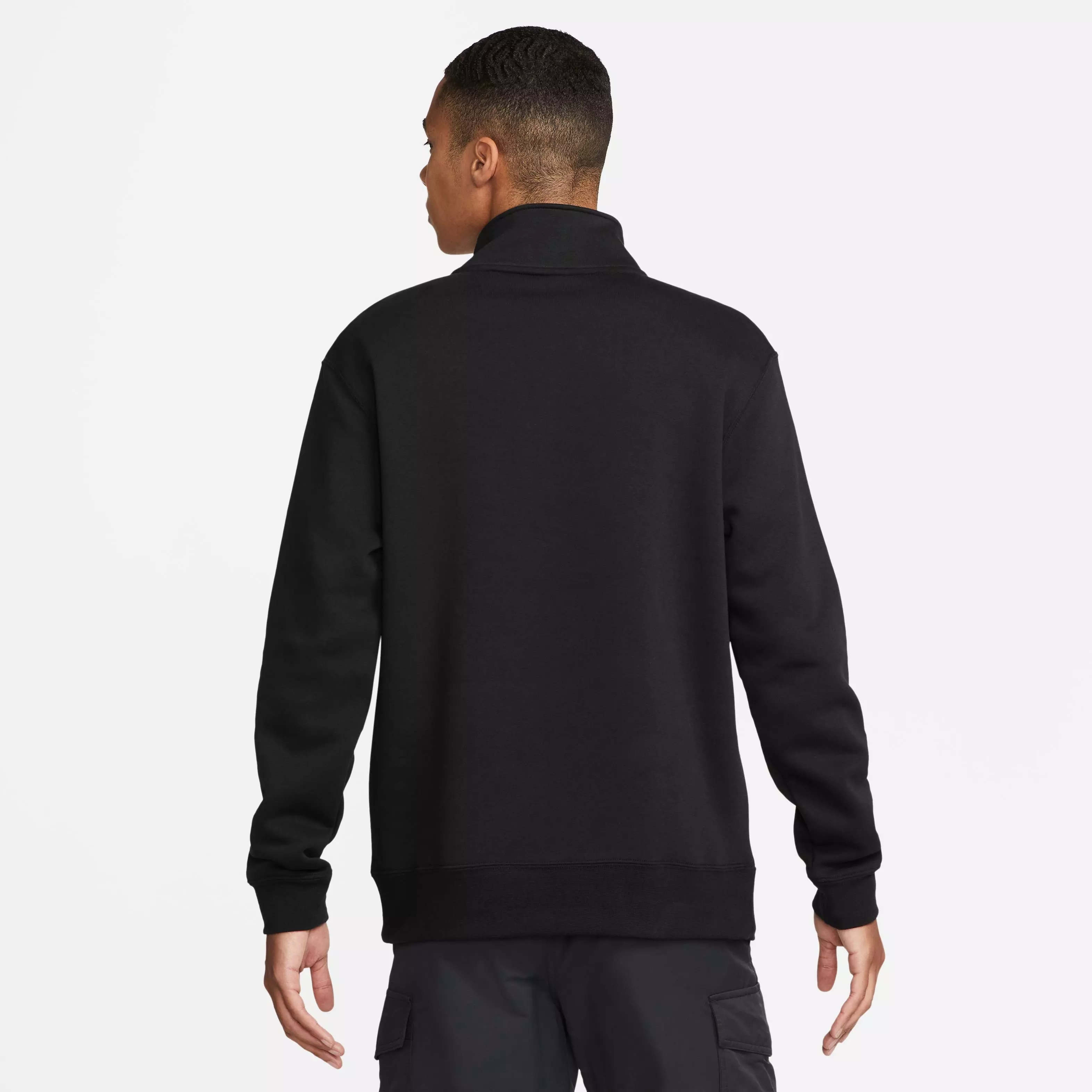 Nike Men's Sportswear Brushed-Back 1/2-Zip Pullover-Black - BLACK