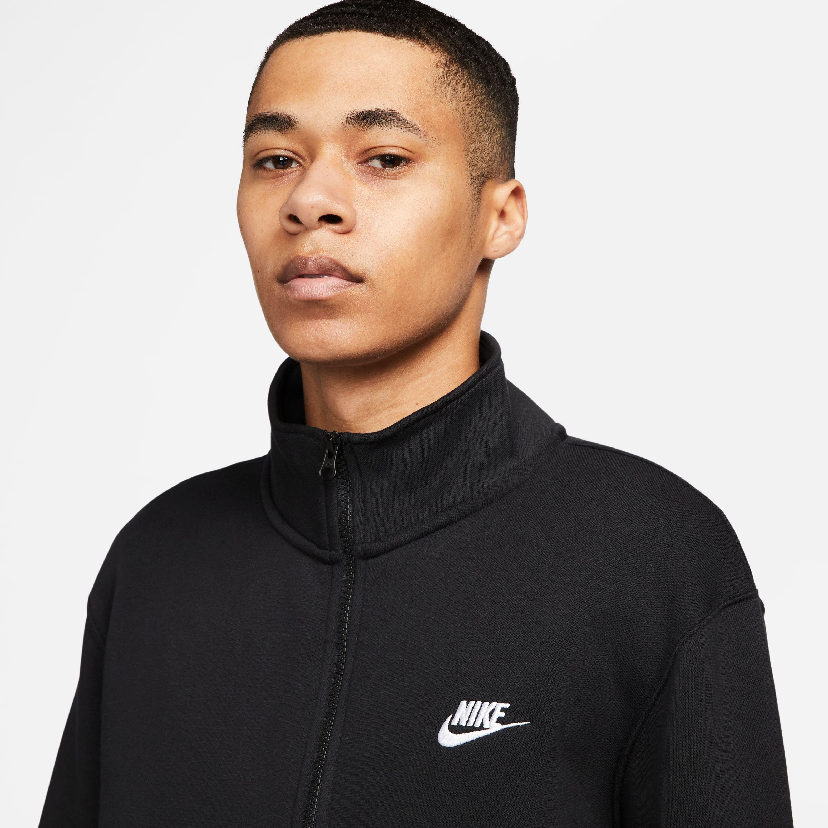 Nike Men's Sportswear Brushed-Back 1/2-Zip Pullover-Black - BLACK Thumbnail View 8