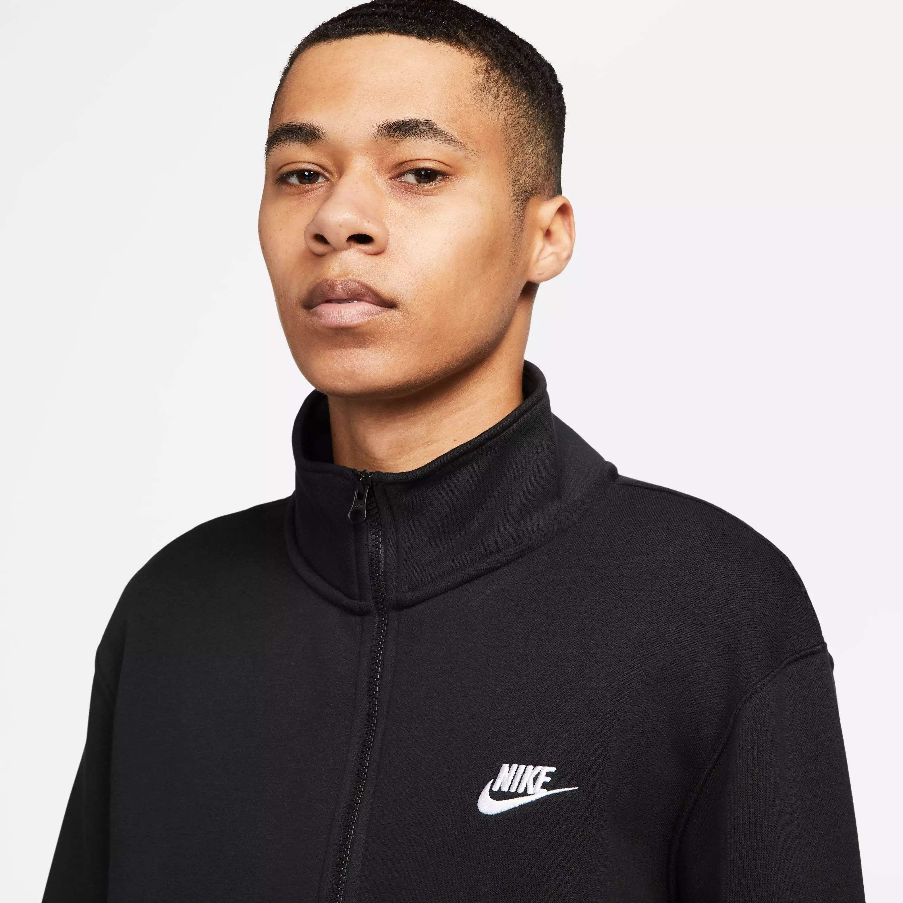 Nike Men's Sportswear Brushed-Back 1/2-Zip Pullover-Black - BLACK