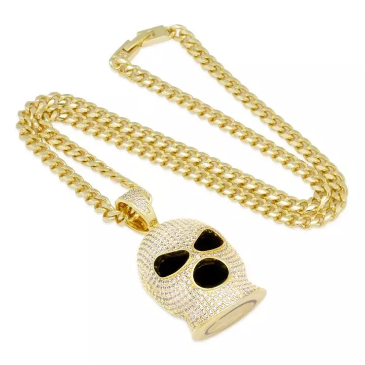 King Ice Ski Mask Goon Necklace-Gold - GOLD