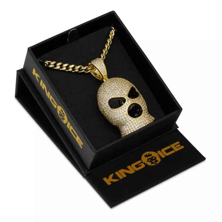 King Ice Ski Mask Goon Necklace-Gold - GOLD