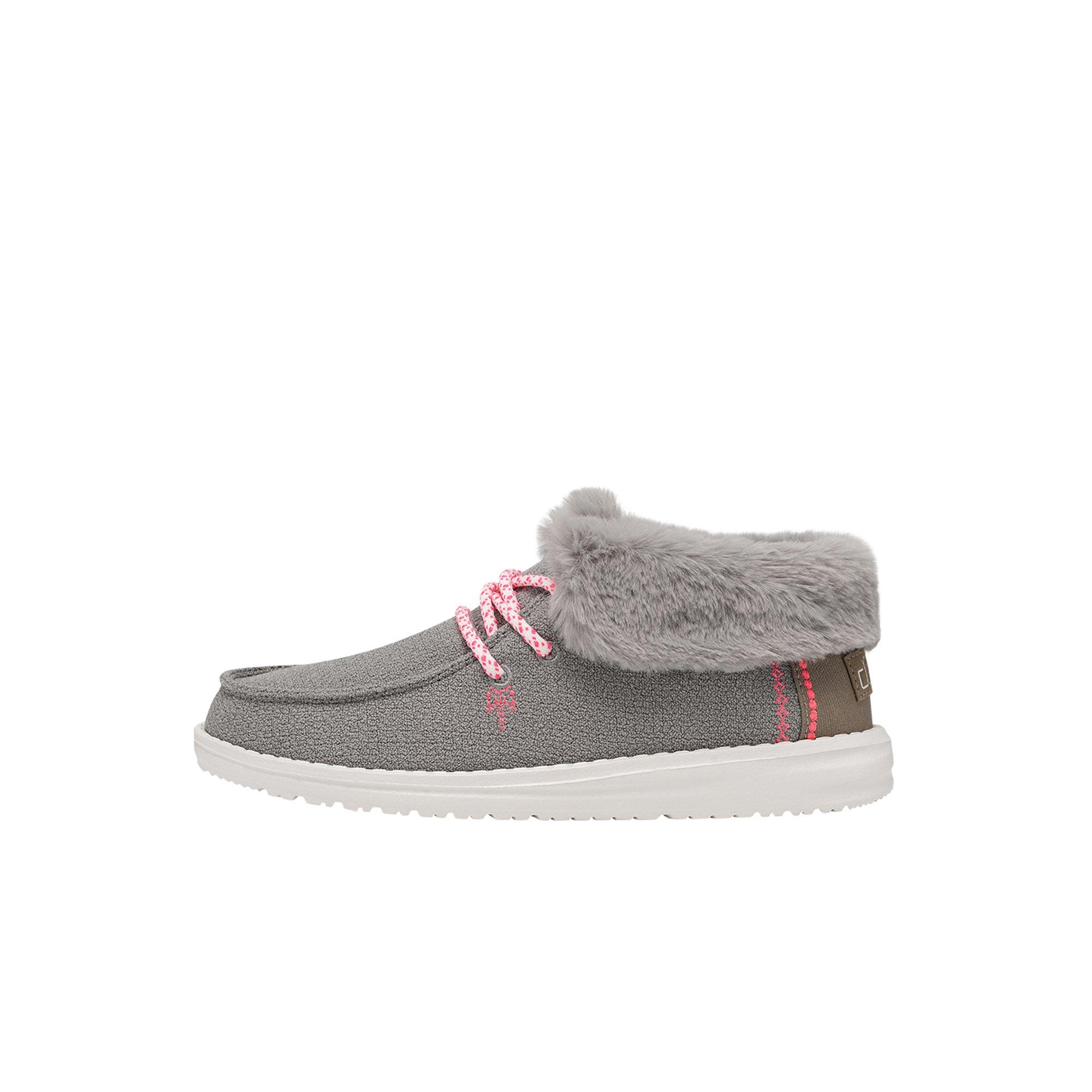 Hey Dude, Shoes, Hey Dude Britt Grey And White Fur Lined Shoes Size 6