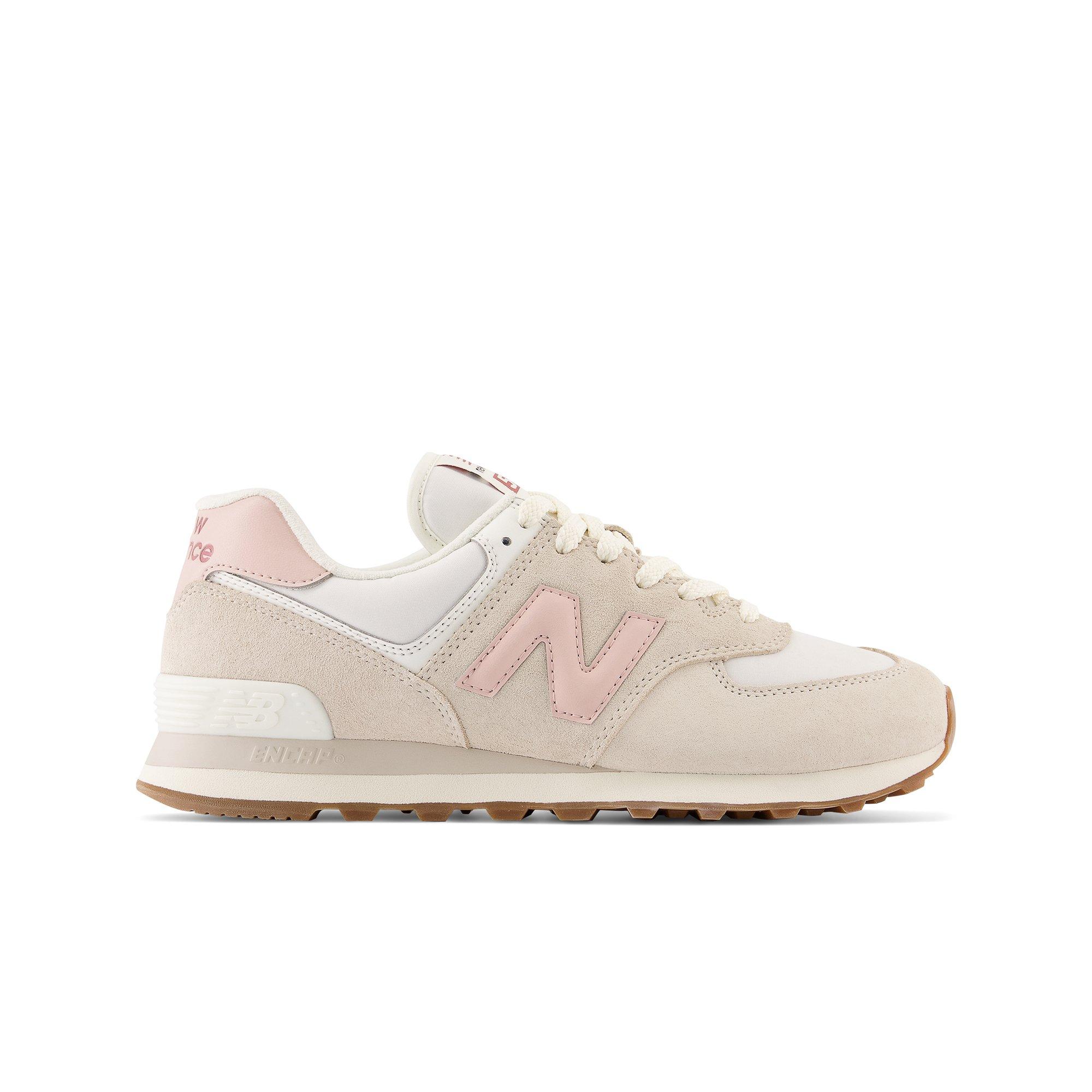 New balance 574 cream hot sale and rose gold trainers