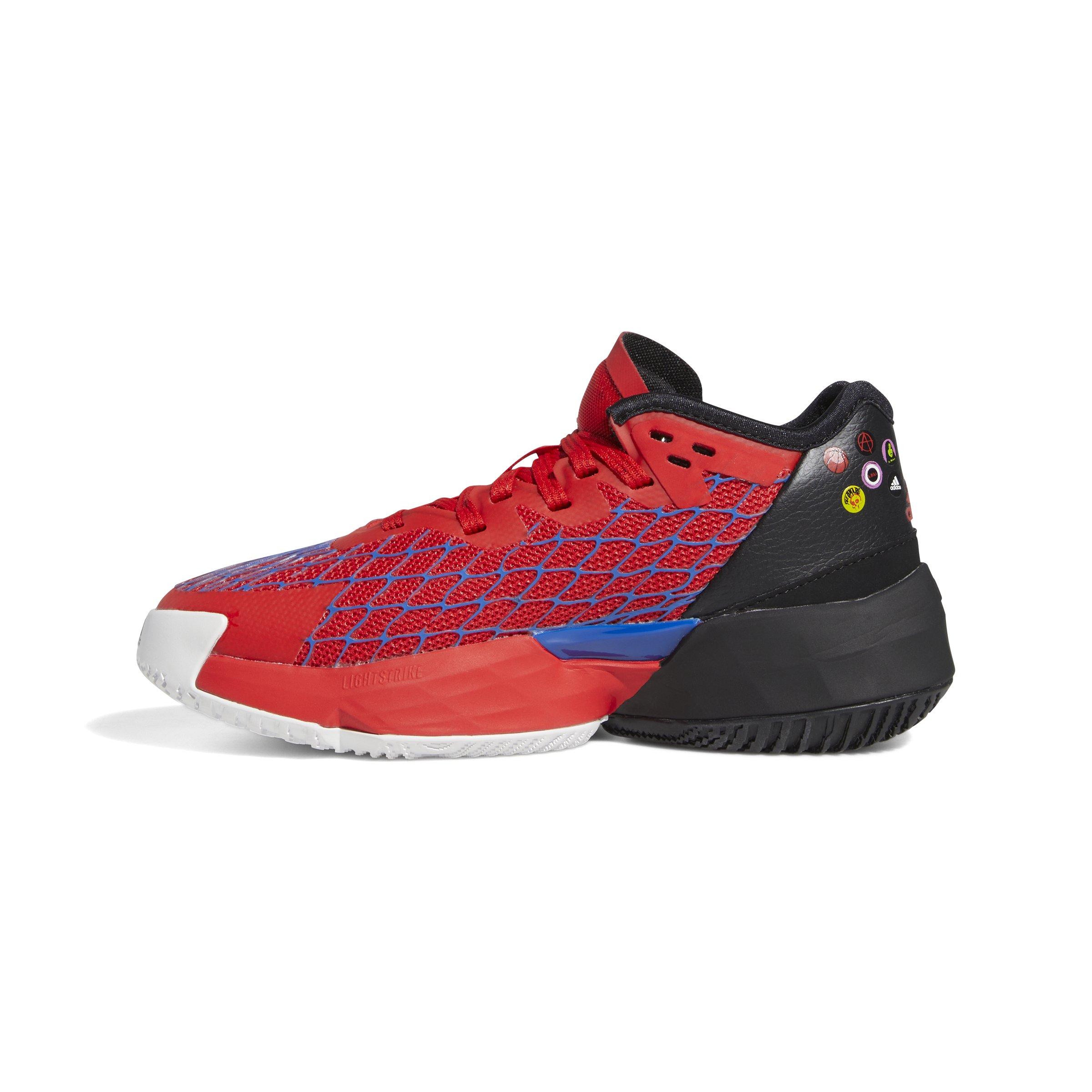 adidas D.O.N. Issue #4 "Blue/Vivid Red/Black" Grade School Kids' Basketball Shoe - RED/BLUE Thumbnail View 6