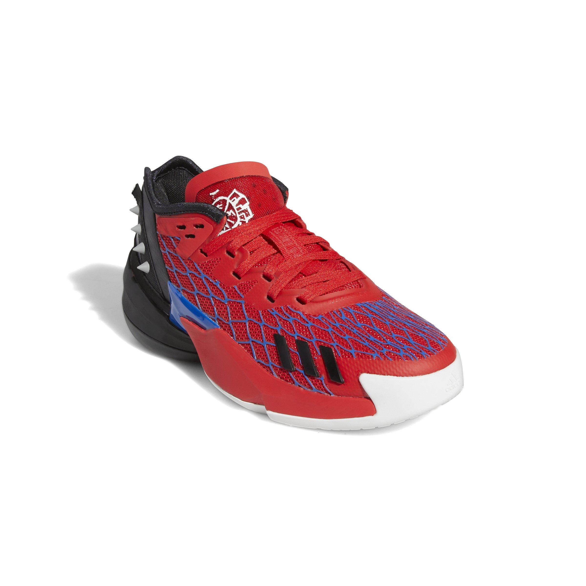 adidas D.O.N. Issue #4 "Blue/Vivid Red/Black" Grade School Kids' Basketball Shoe - RED/BLUE Thumbnail View 2