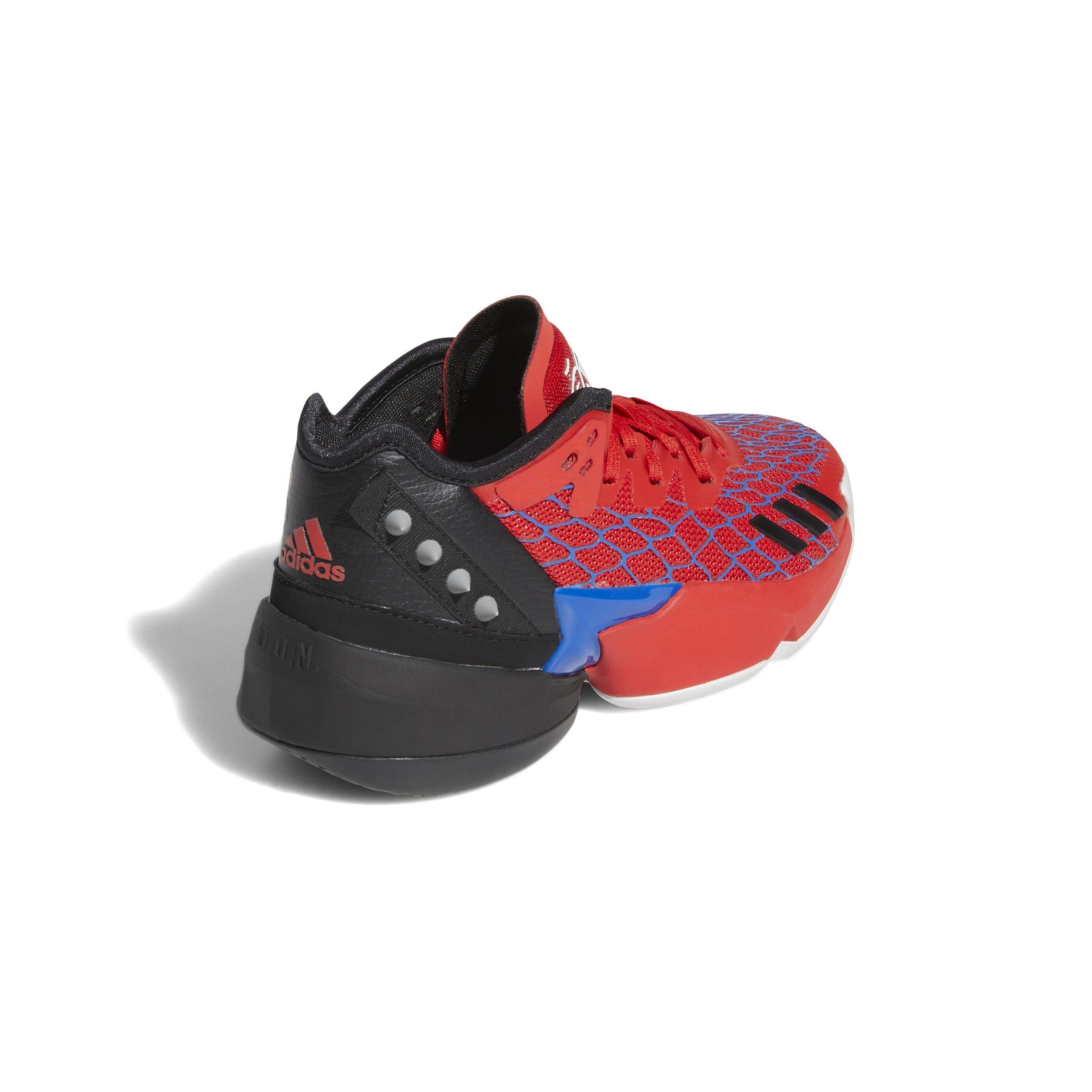 adidas D.O.N. Issue #4 "Blue/Vivid Red/Black" Grade School Kids' Basketball Shoe - RED/BLUE Thumbnail View 3
