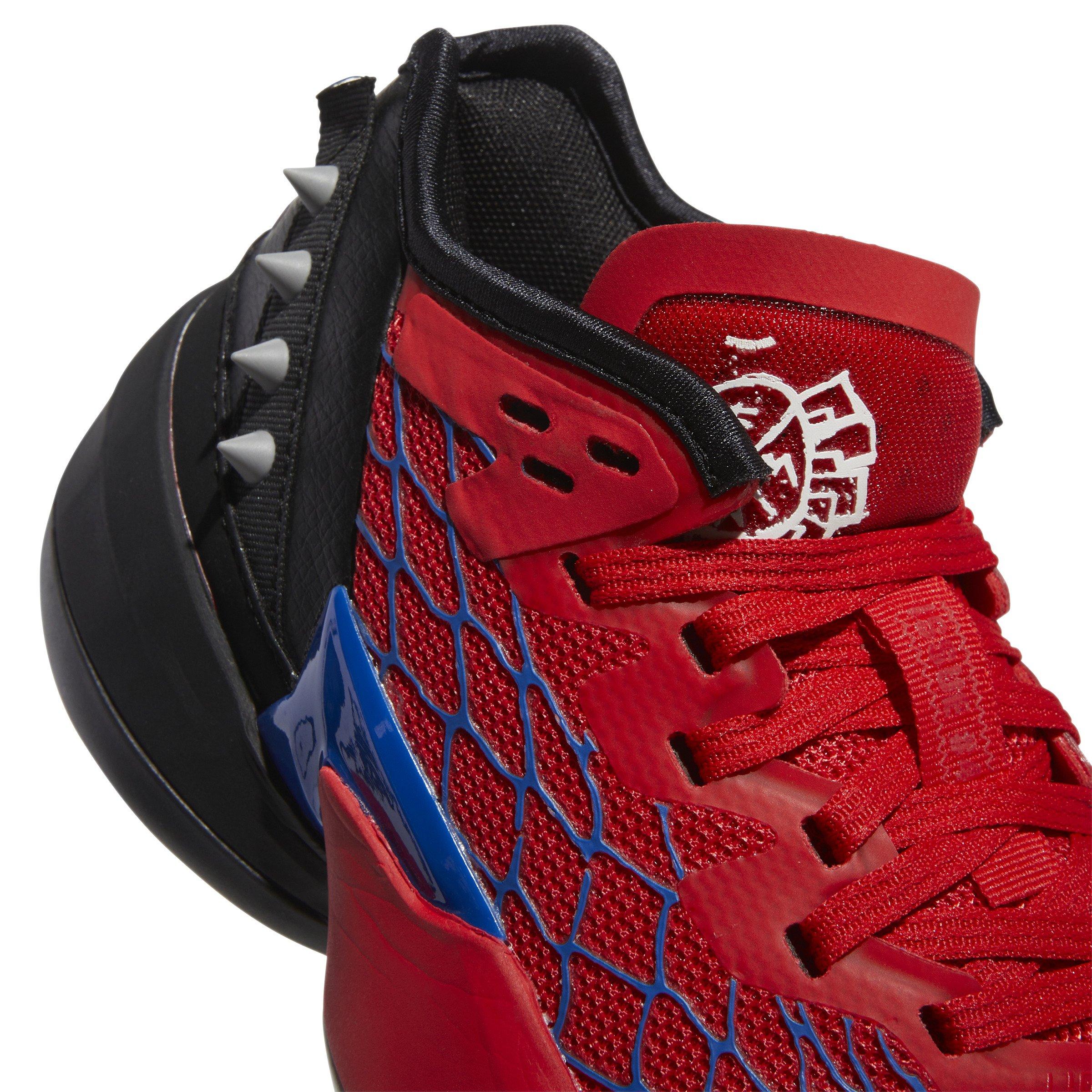 adidas D.O.N. Issue #4 "Blue/Vivid Red/Black" Grade School Kids' Basketball Shoe - RED/BLUE Thumbnail View 4