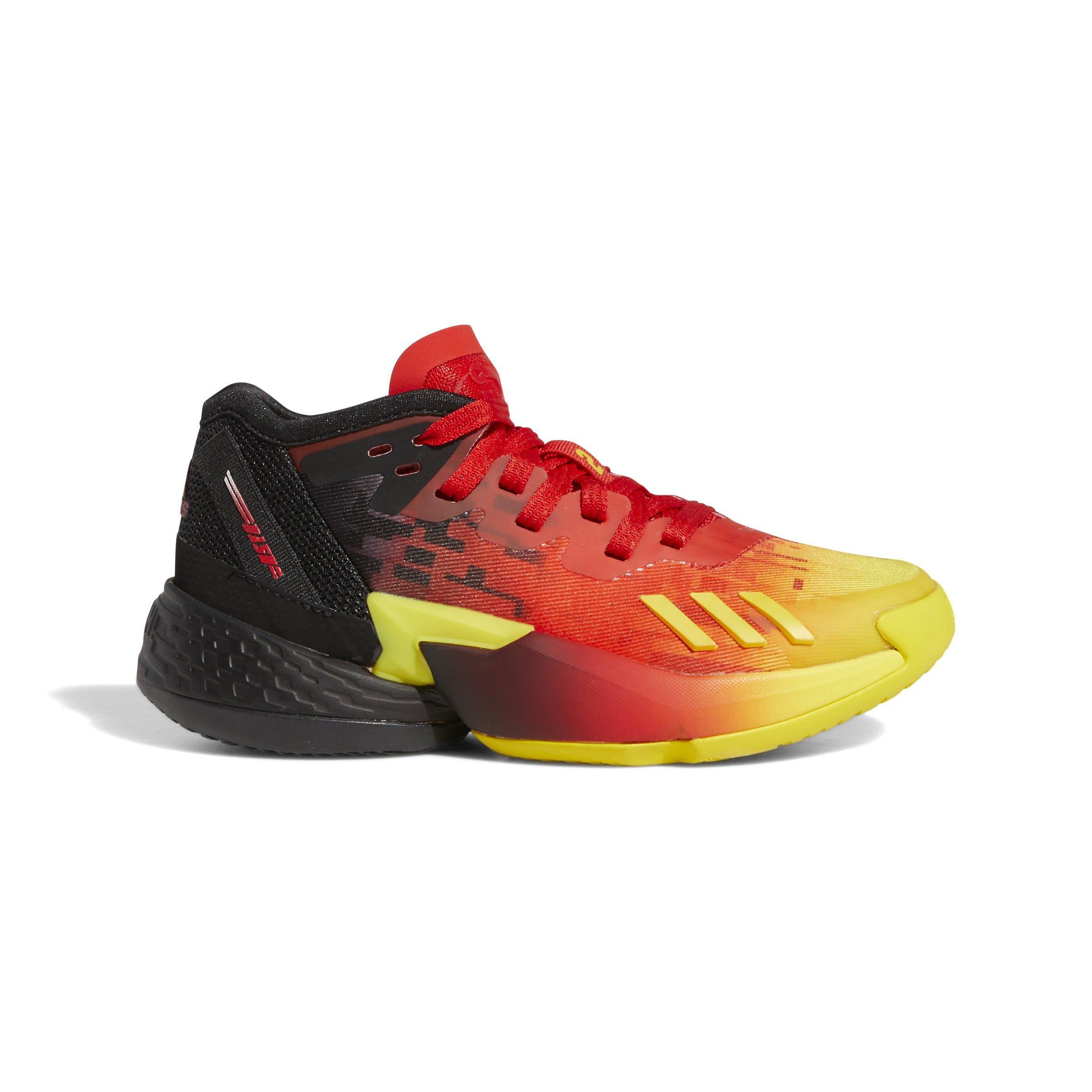 adidas D.O.N. Issue #4 "Red/Core Black" Grade School Kids' Basketball Shoe - BLACK/RED/YELLOW