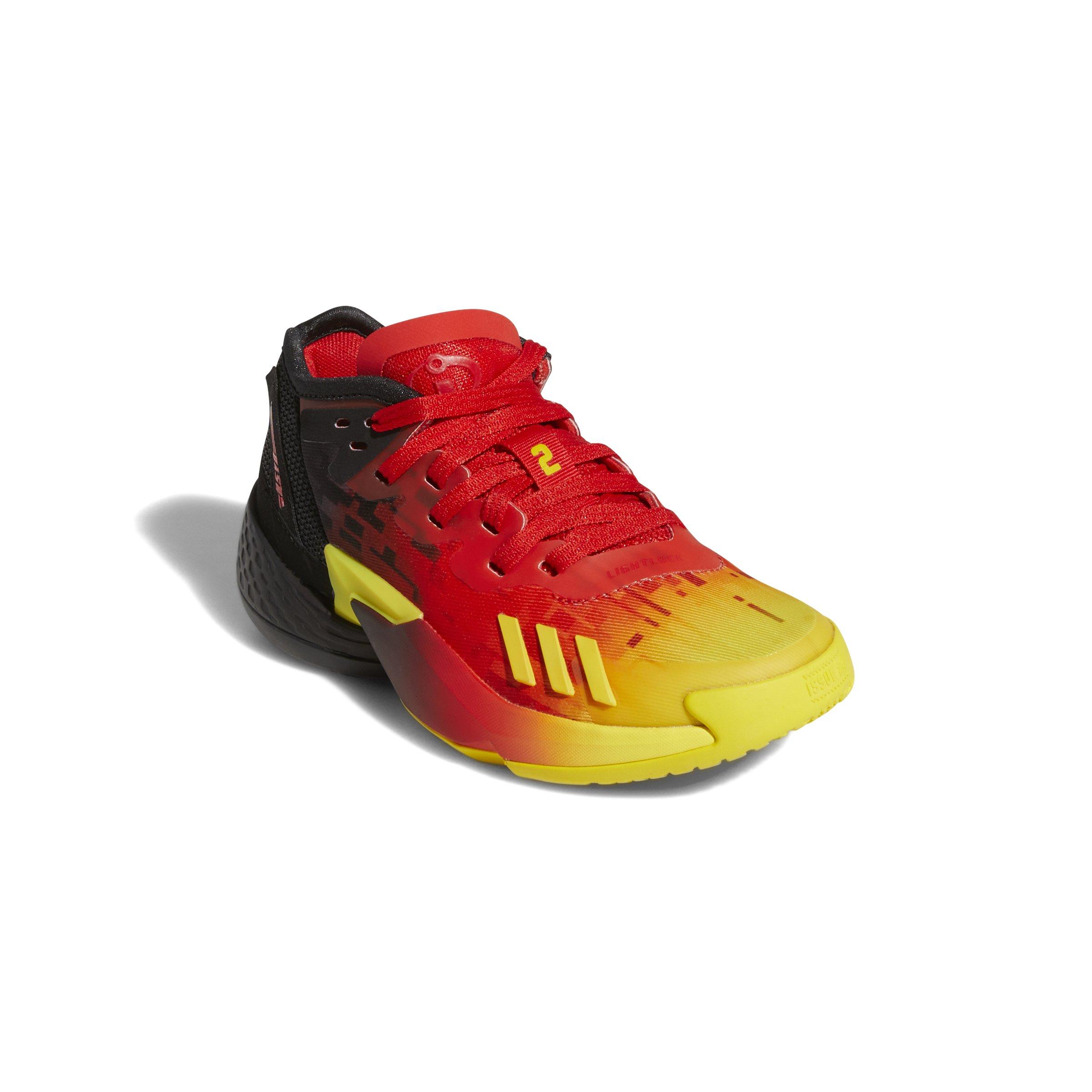 adidas D.O.N. Issue #4 "Red/Core Black" Grade School Kids' Basketball Shoe - BLACK/RED/YELLOW Thumbnail View 6